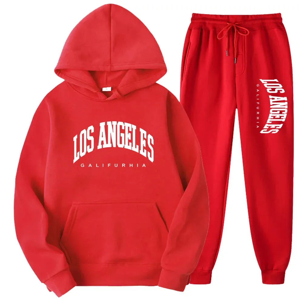 2-Piece LOS ANGELES Men/Women Hoodie & Pants Set