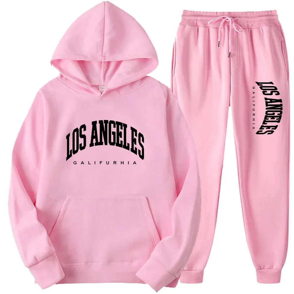 2-Piece LOS ANGELES Men/Women Hoodie & Pants Set