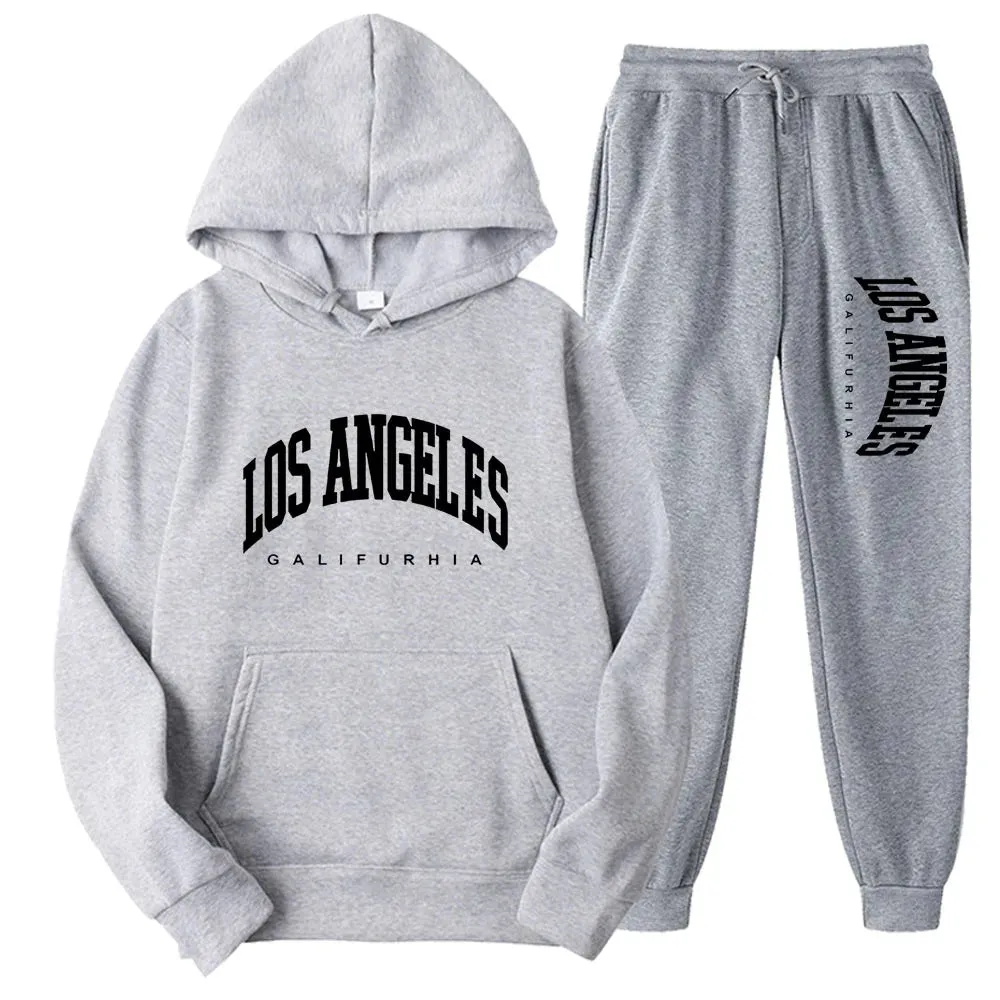 2-Piece LOS ANGELES Men/Women Hoodie & Pants Set