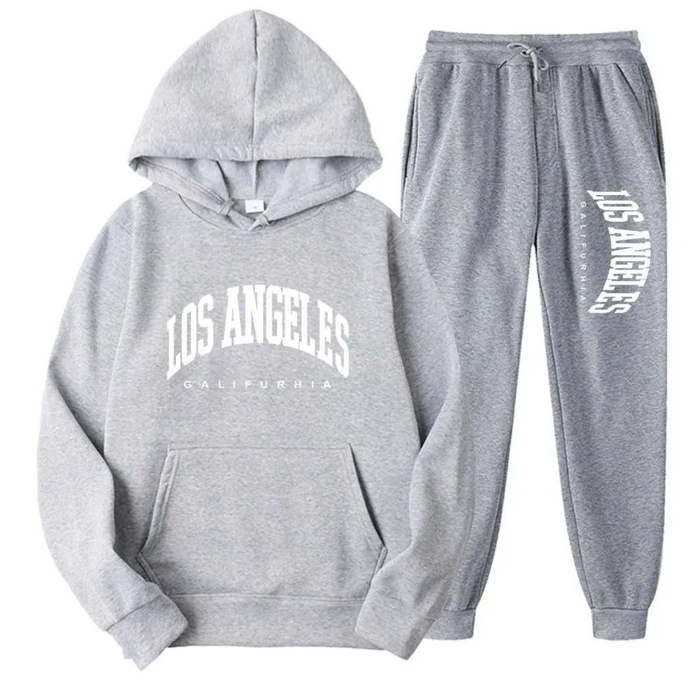 2-Piece LOS ANGELES Men/Women Hoodie & Pants Set