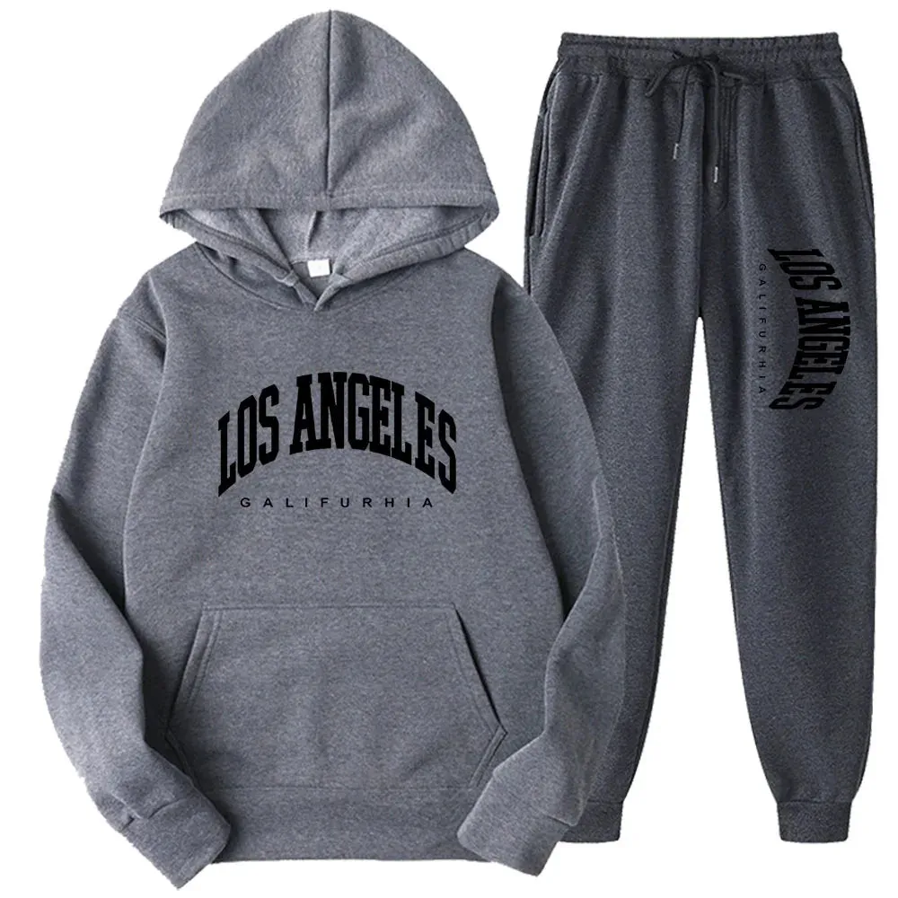 2-Piece LOS ANGELES Men/Women Hoodie & Pants Set