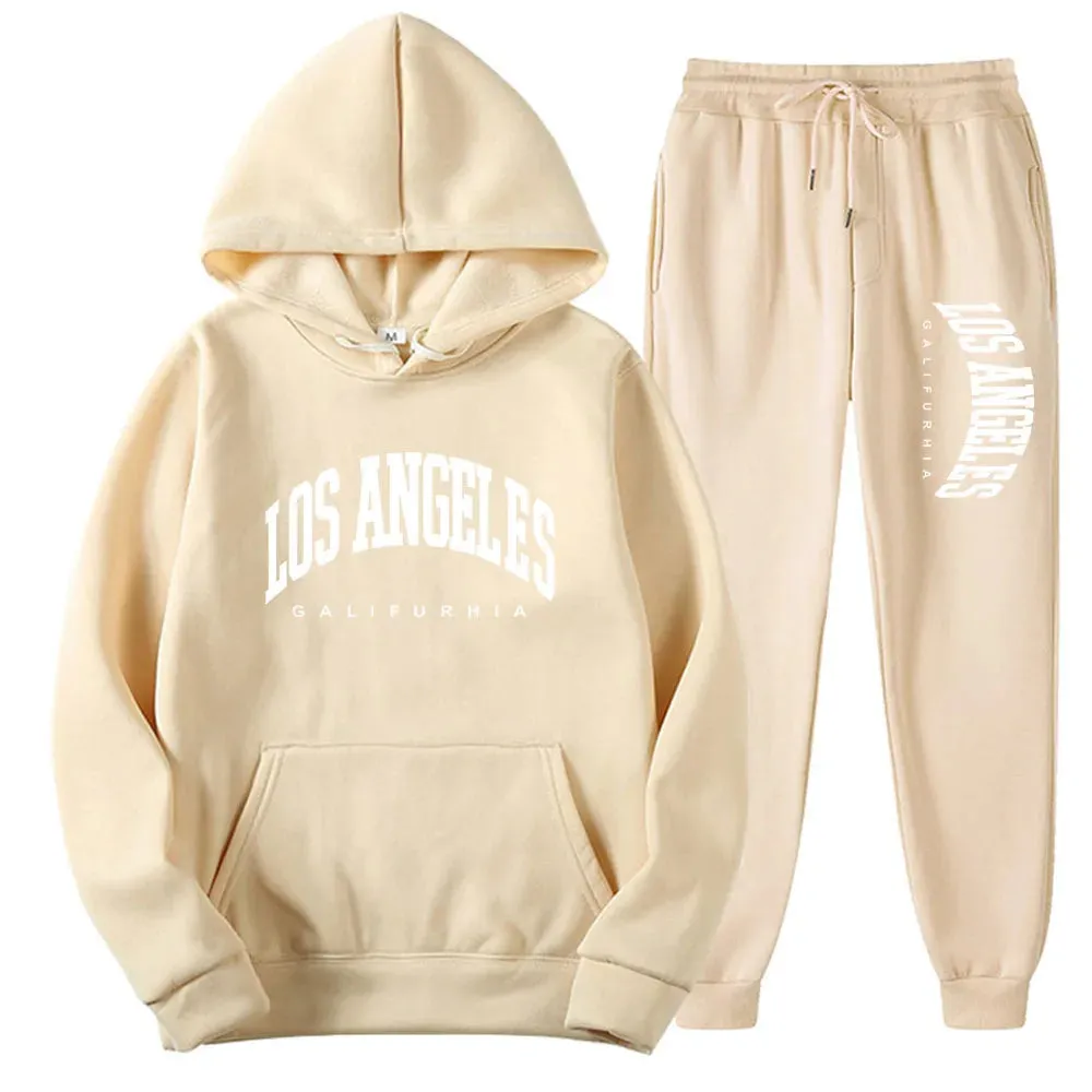 2-Piece LOS ANGELES Men/Women Hoodie & Pants Set