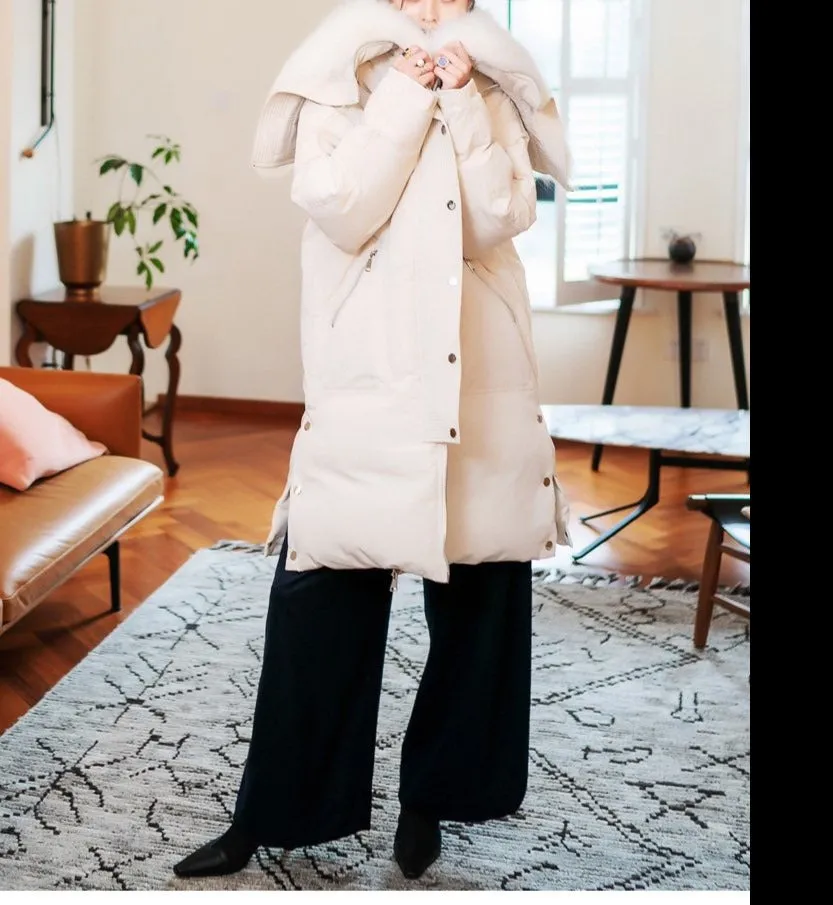 8GIRLS DESIGN FAUX FUR COLLAR LONGLINE PUFFER COAT