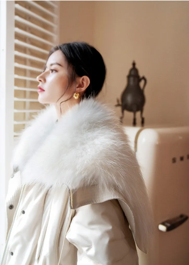 8GIRLS DESIGN FAUX FUR COLLAR LONGLINE PUFFER COAT