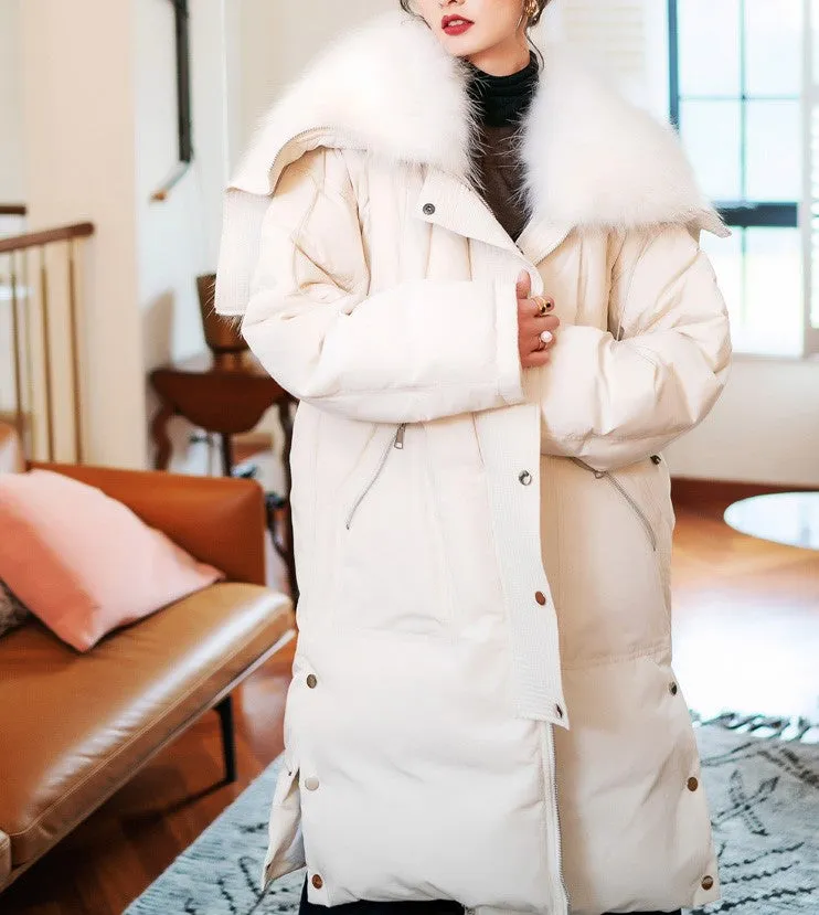 8GIRLS DESIGN FAUX FUR COLLAR LONGLINE PUFFER COAT