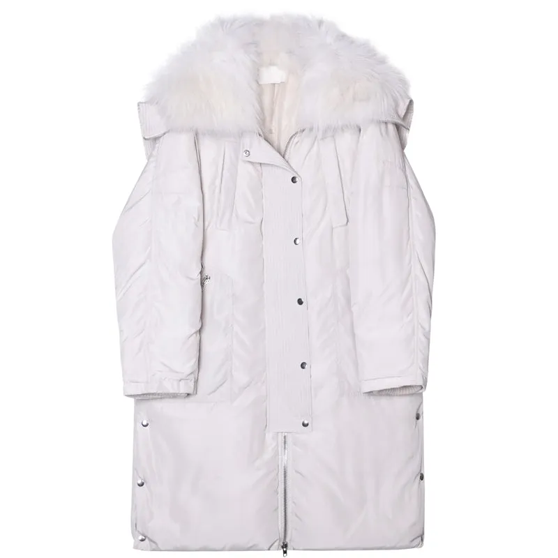 8GIRLS DESIGN FAUX FUR COLLAR LONGLINE PUFFER COAT