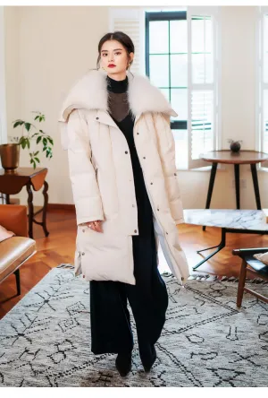 8GIRLS DESIGN FAUX FUR COLLAR LONGLINE PUFFER COAT