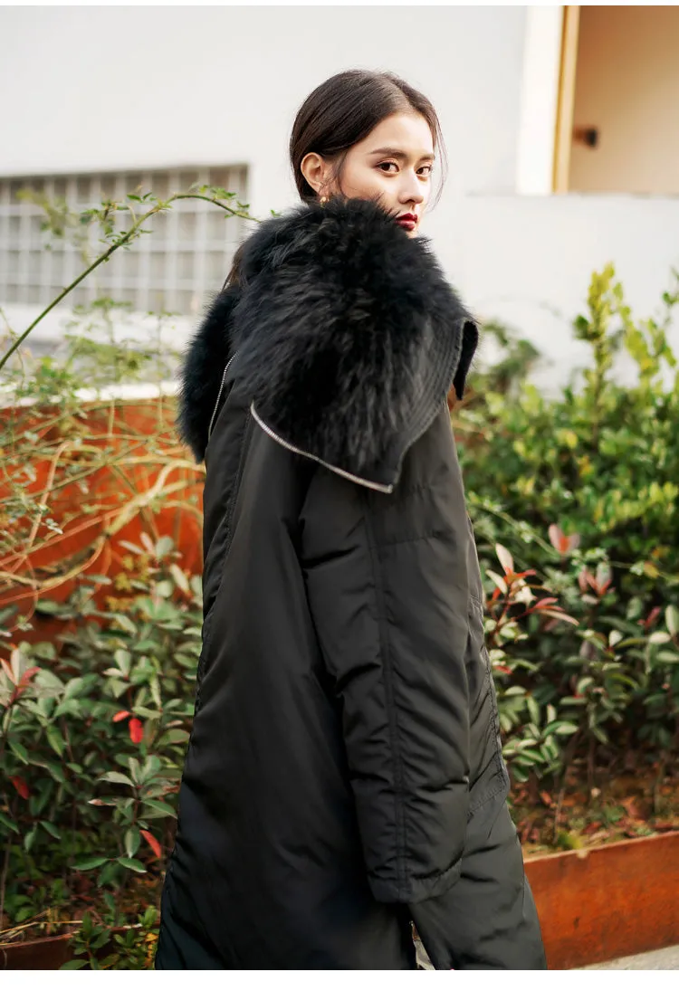 8GIRLS DESIGN FAUX FUR COLLAR LONGLINE PUFFER COAT
