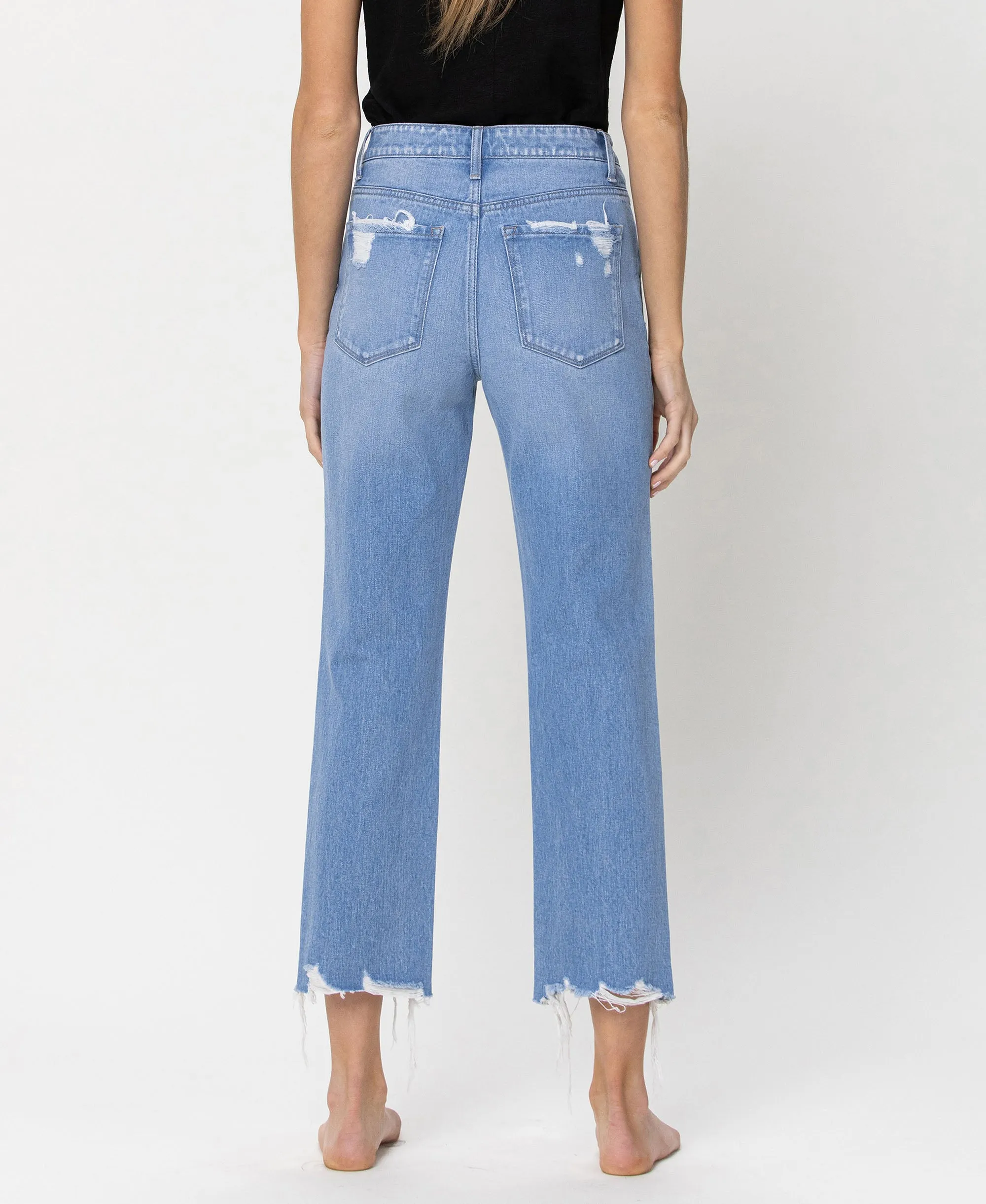 Angie - High Rise Rigid Crop Straight Jeans