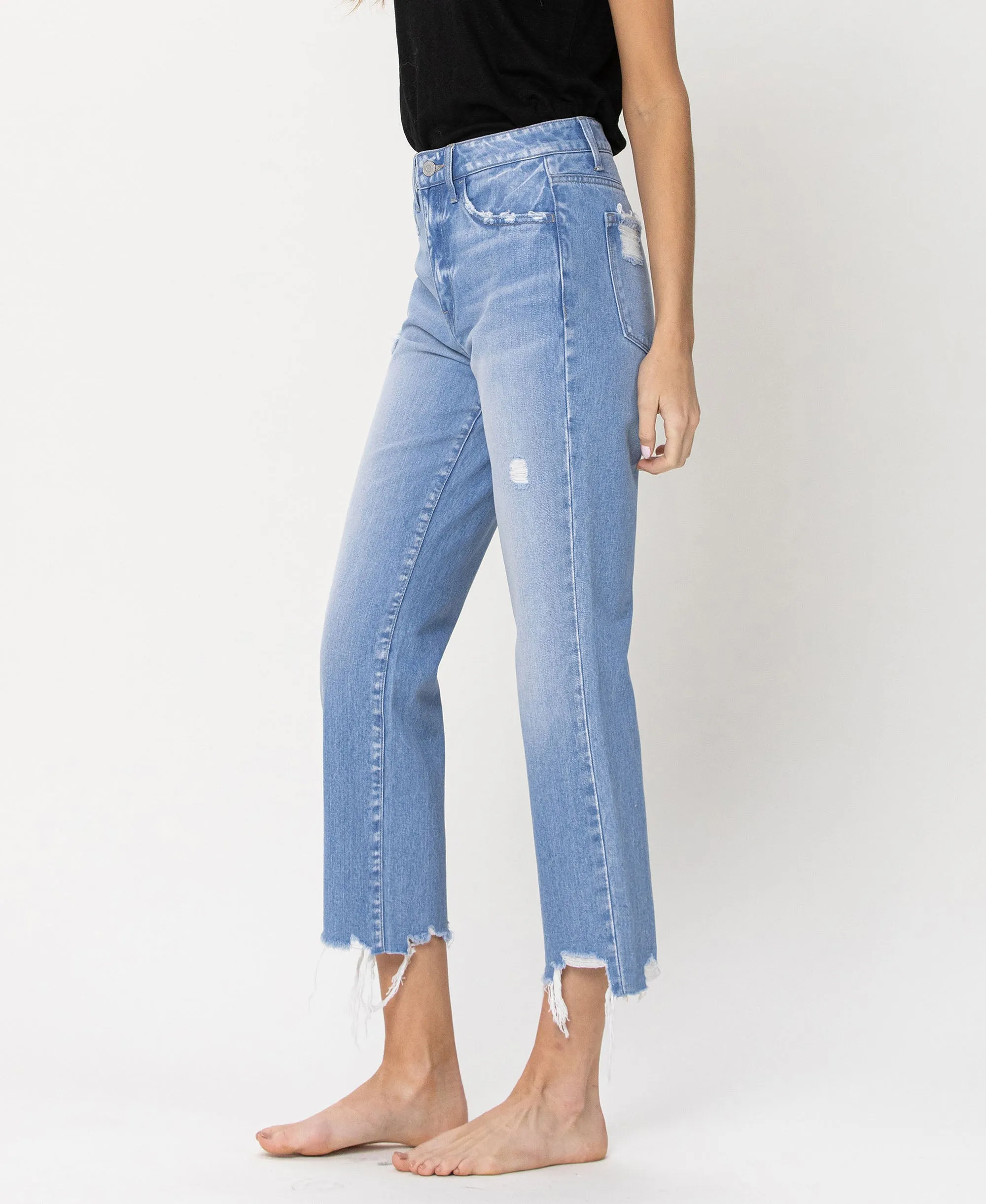 Angie - High Rise Rigid Crop Straight Jeans