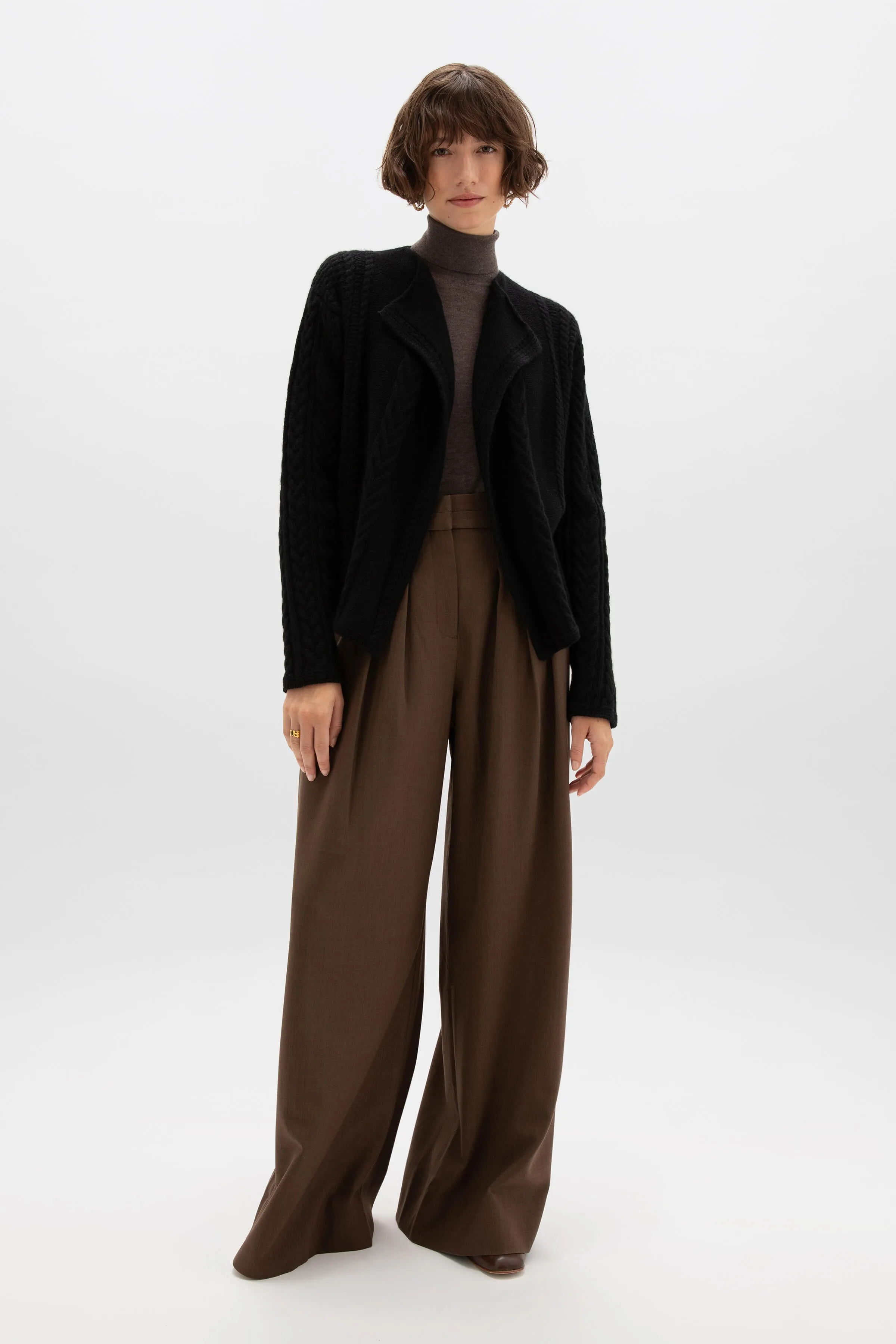 Ash Aran Cable Cashmere Waterfall Cardigan