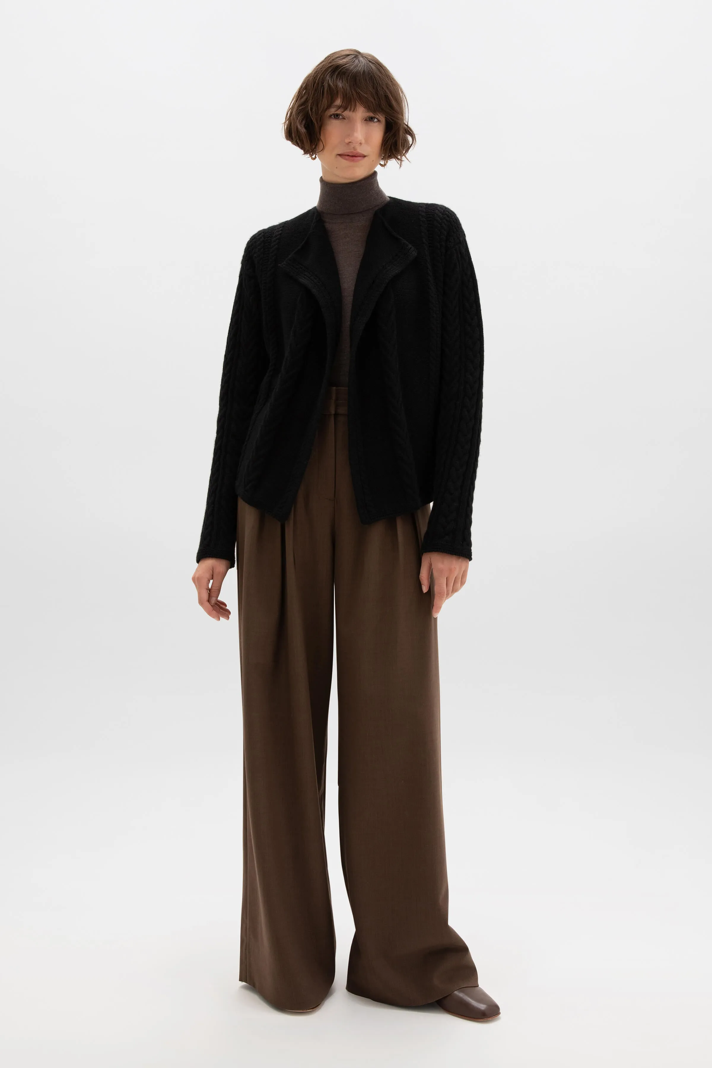 Ash Aran Cable Cashmere Waterfall Cardigan