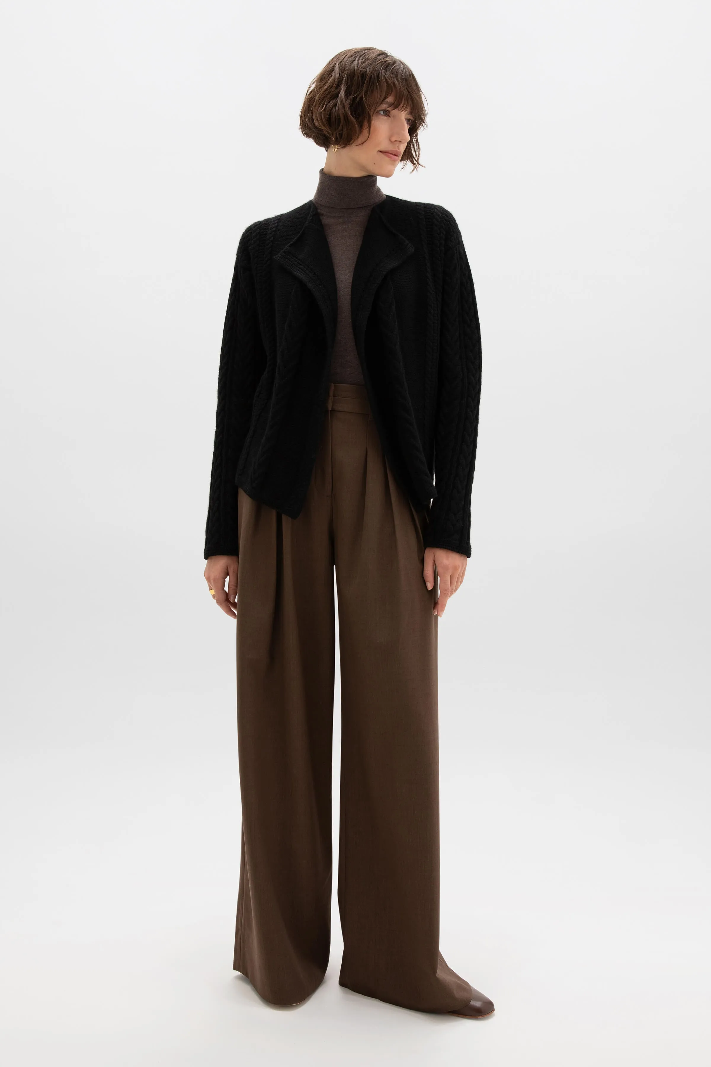 Ash Aran Cable Cashmere Waterfall Cardigan
