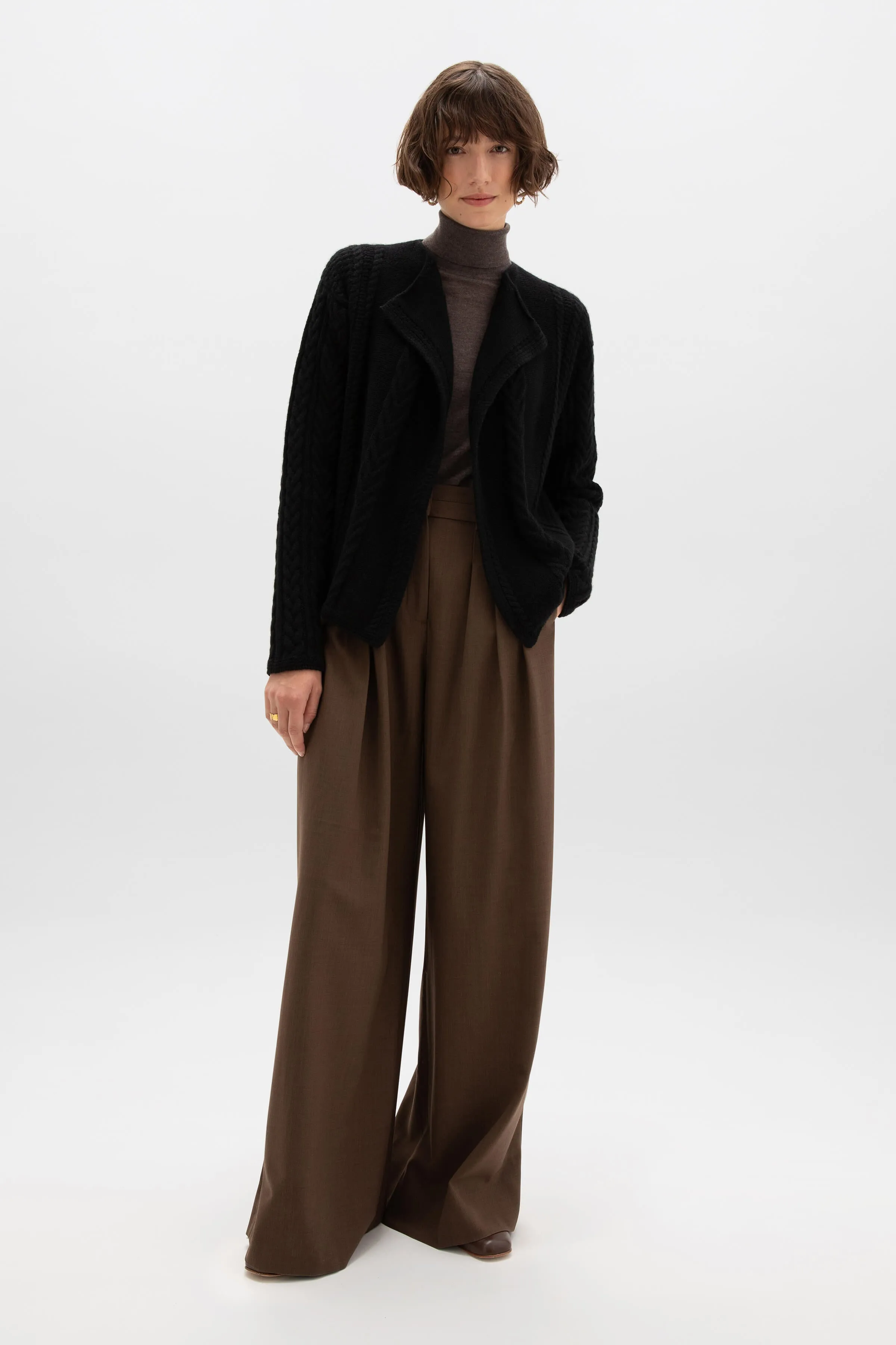 Ash Aran Cable Cashmere Waterfall Cardigan