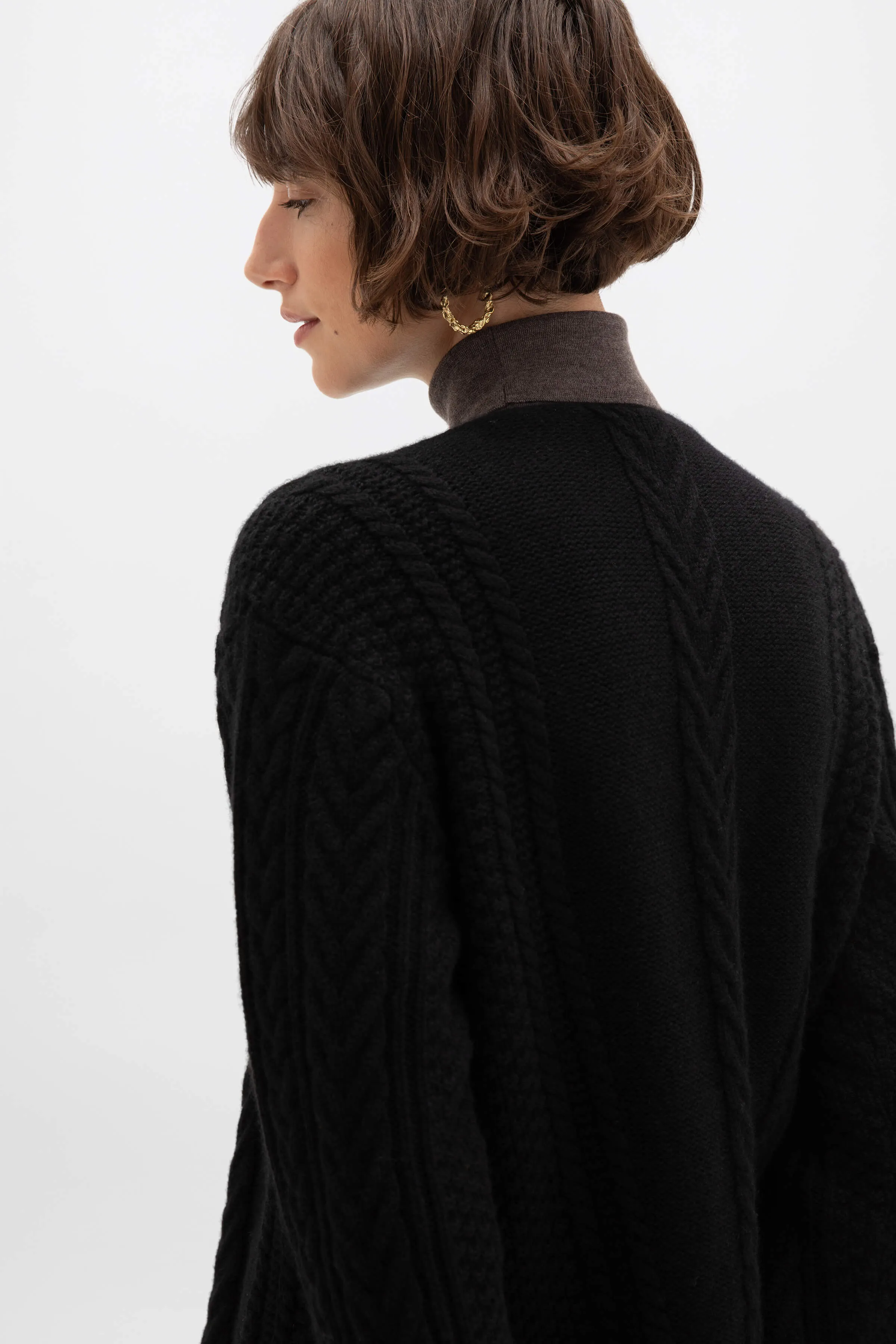 Ash Aran Cable Cashmere Waterfall Cardigan