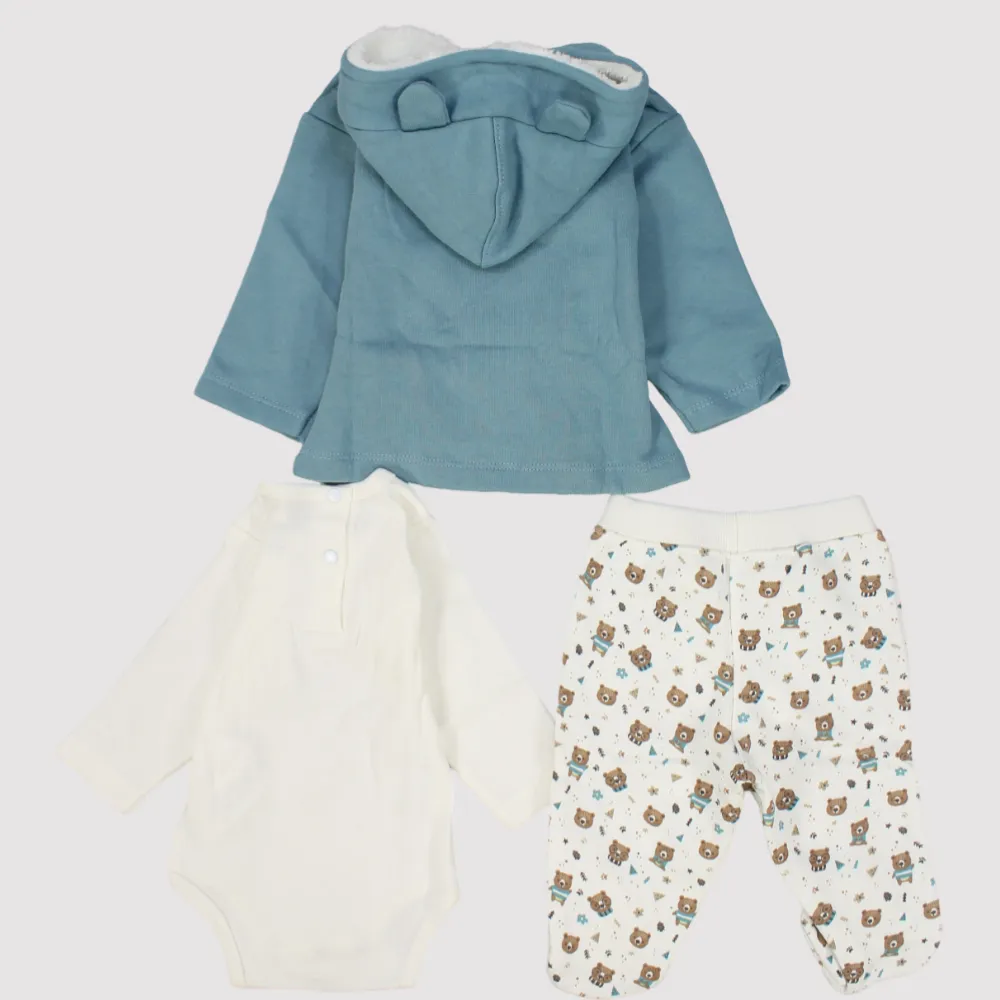 Baby Bears 3-Piece Long-Sleeved Fleeced Pajama