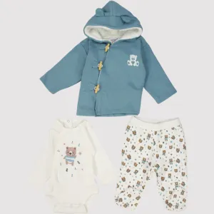Baby Bears 3-Piece Long-Sleeved Fleeced Pajama