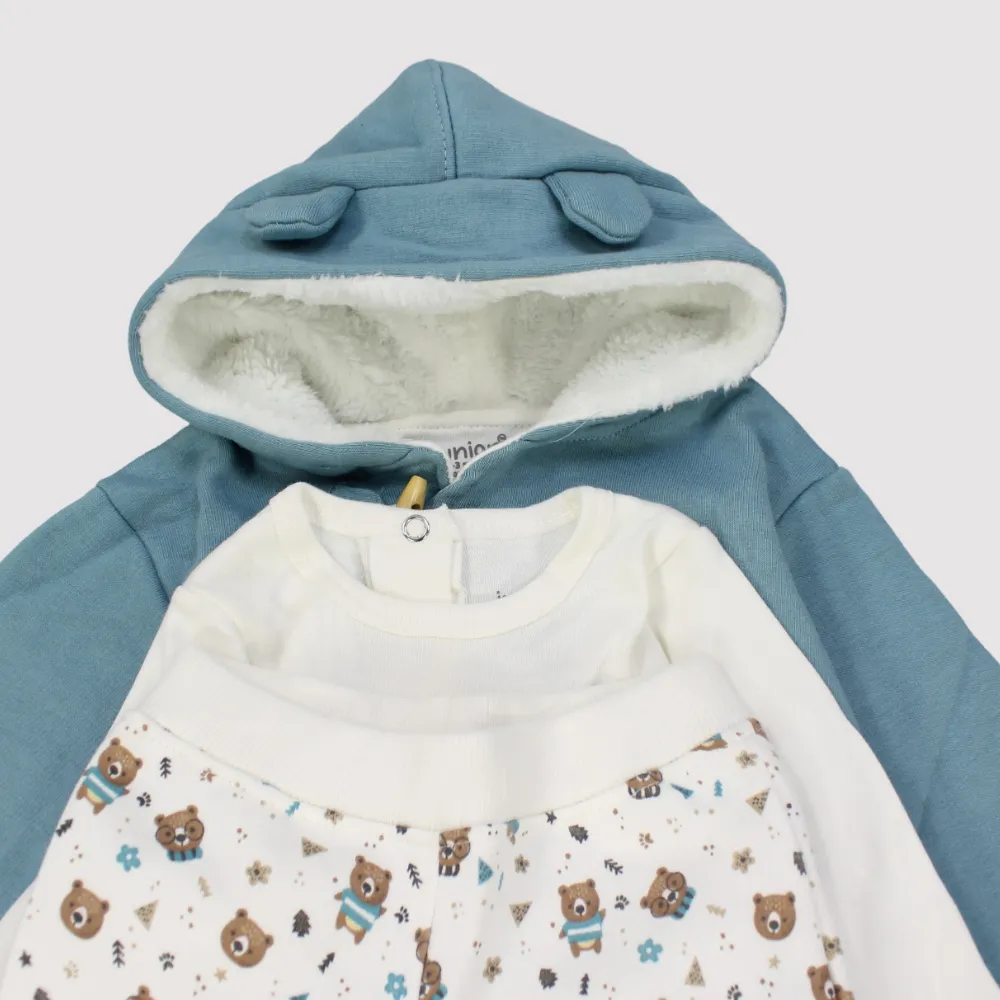 Baby Bears 3-Piece Long-Sleeved Fleeced Pajama