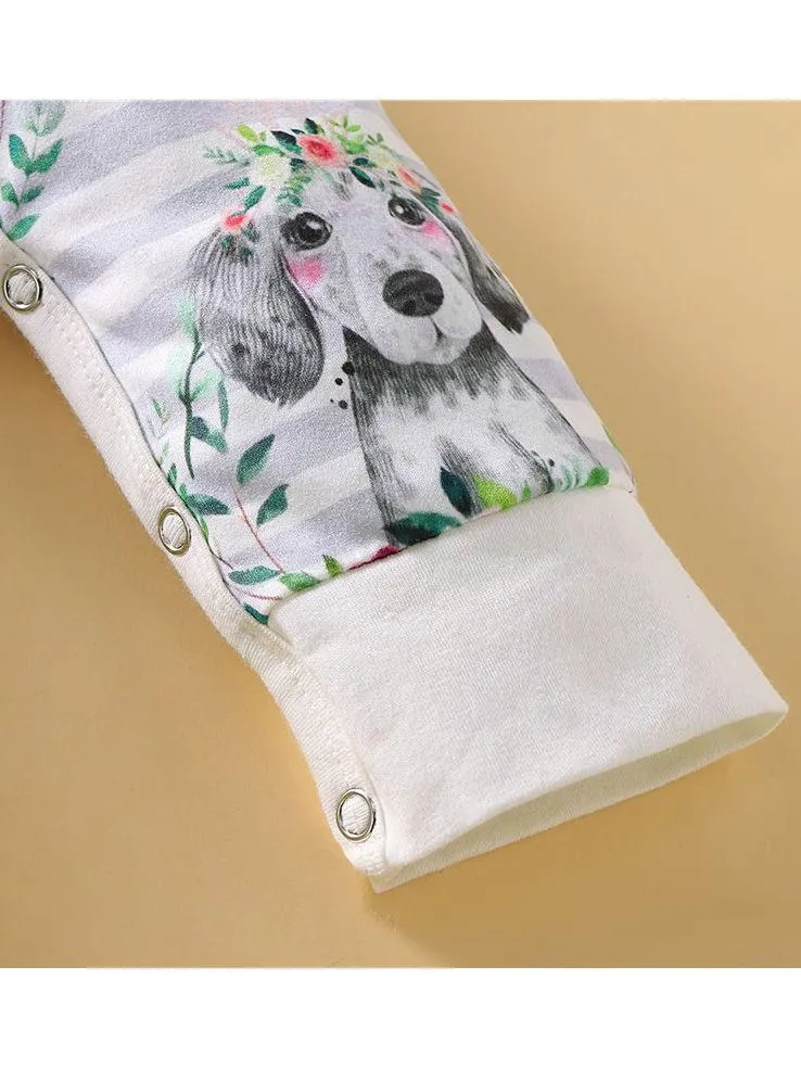 Baby Boys & Girls Floral Animal Print Long-sleeved Jumpsuit