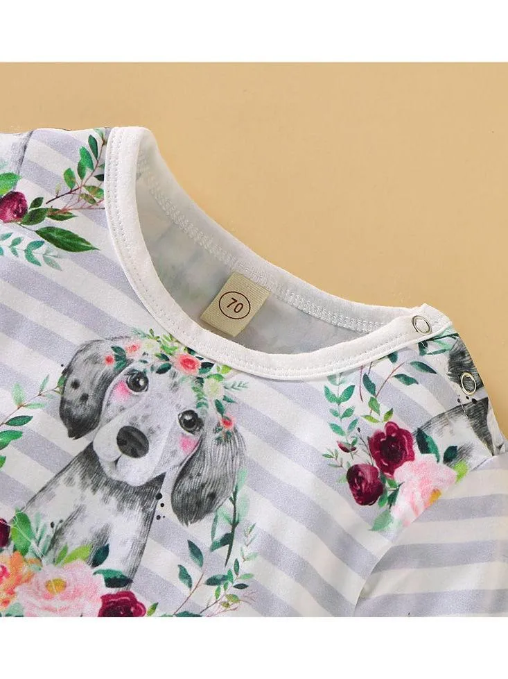 Baby Boys & Girls Floral Animal Print Long-sleeved Jumpsuit