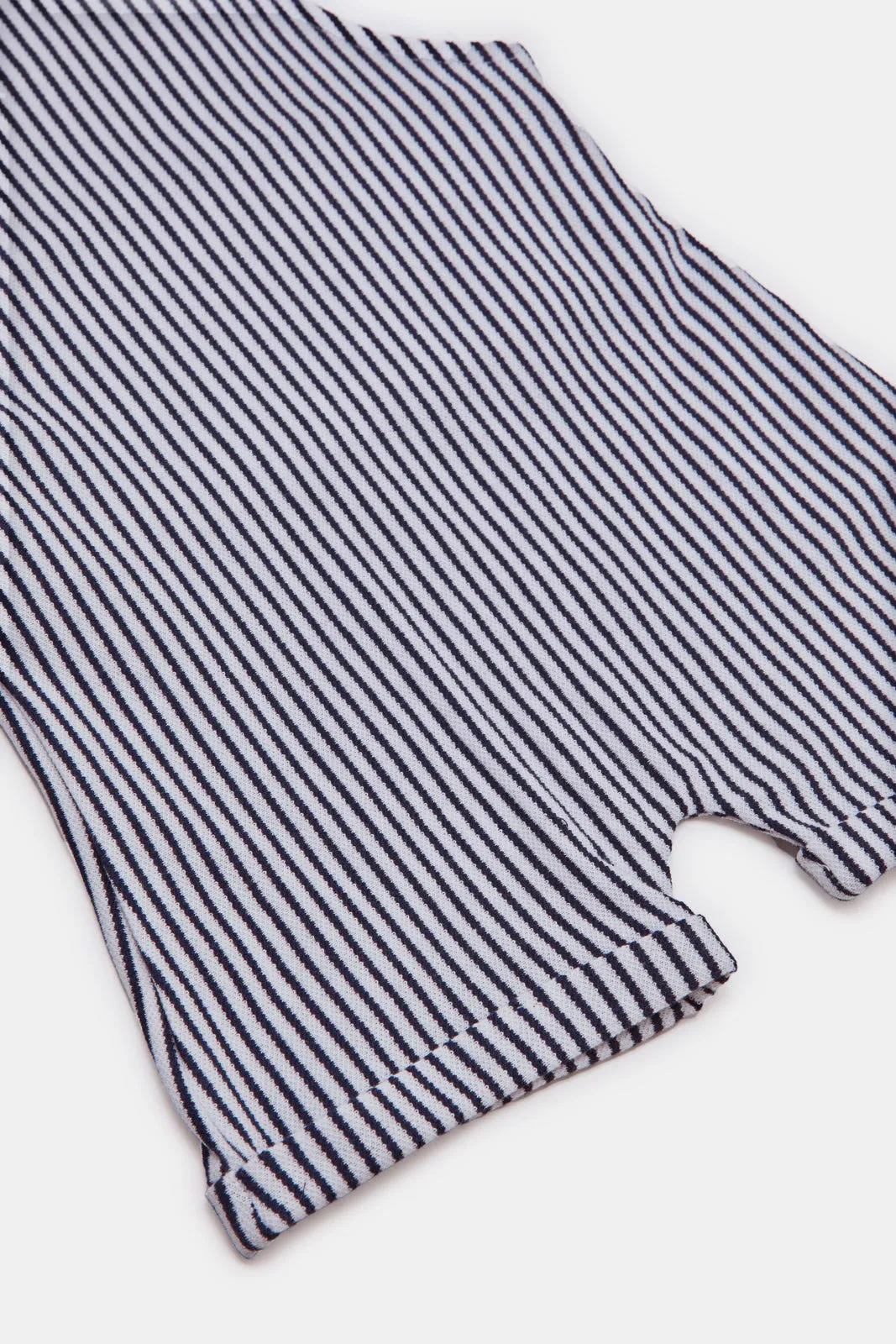 Baby White And Blue Striped Dungaree With Polo Shirt Set (2 Piece)