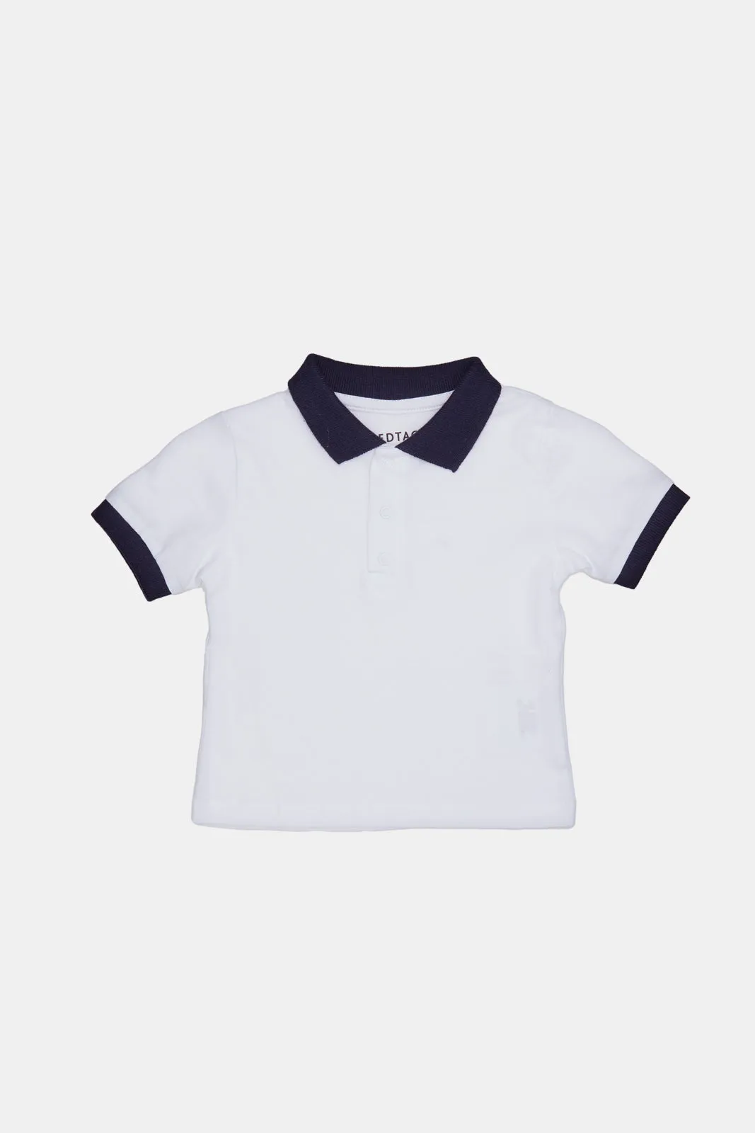 Baby White And Blue Striped Dungaree With Polo Shirt Set (2 Piece)