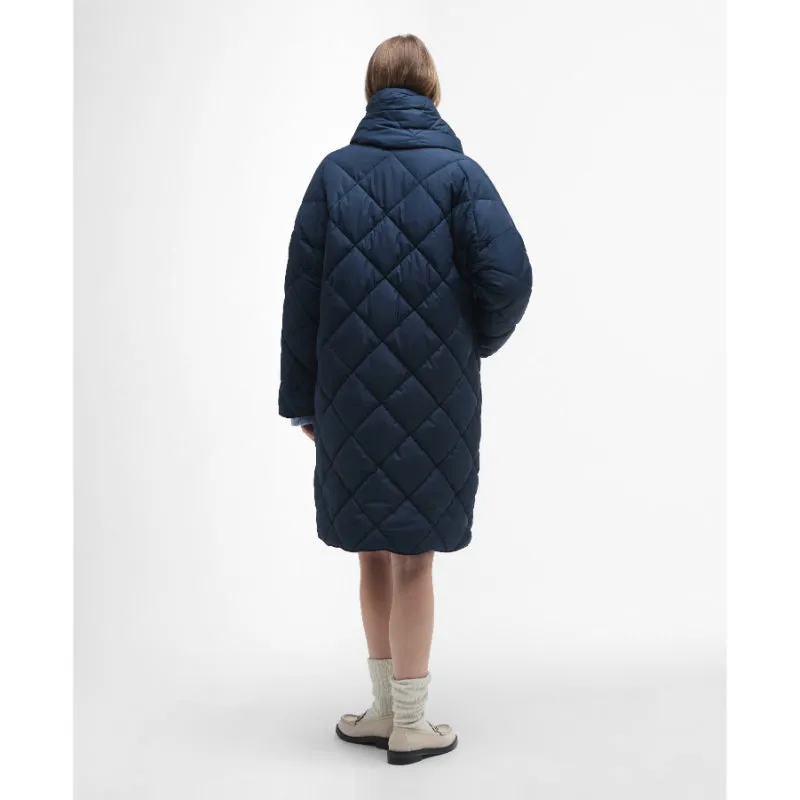Barbour Brigitte Ladies Puffer Coat & Scarf - Navy/Sky Dress Tartan