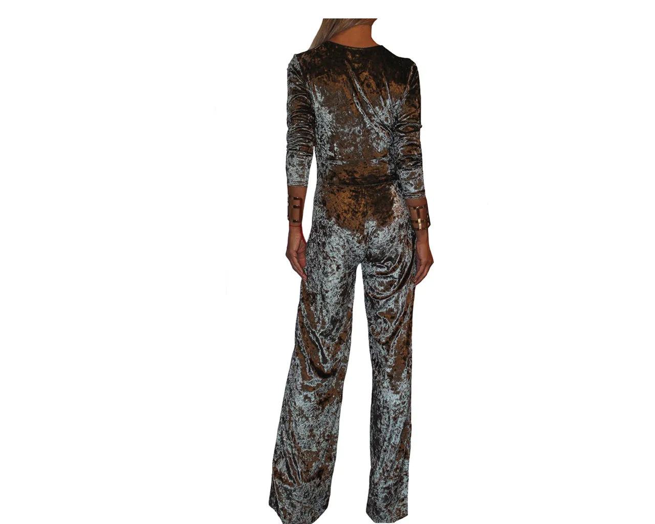 Gris Silver Suede Jumpsuit - The Park Avenue