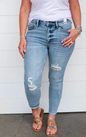 High Rise Distressed Skinny Jeans- Judy Blue - Final Sale
