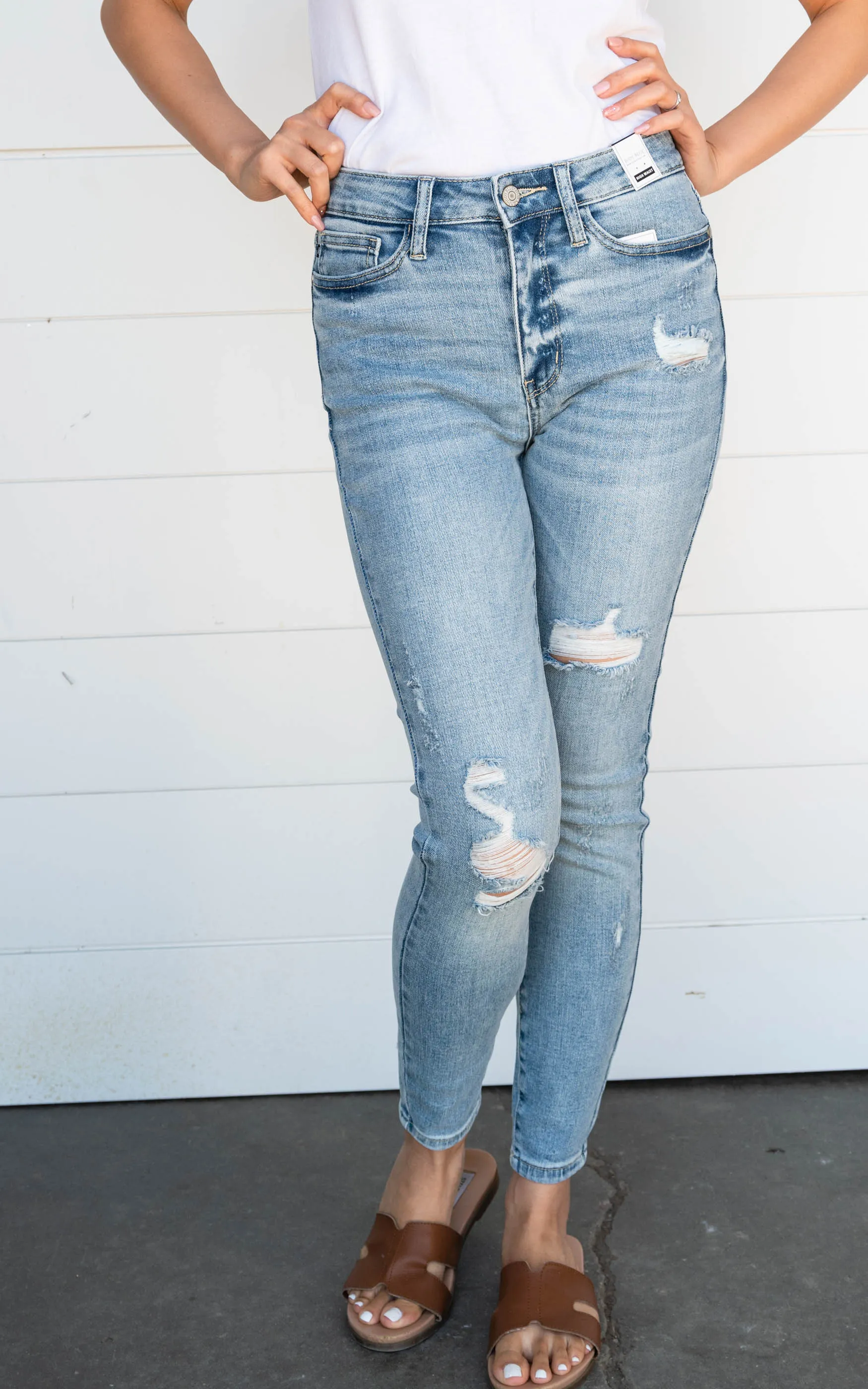 High Rise Distressed Skinny Jeans- Judy Blue - Final Sale