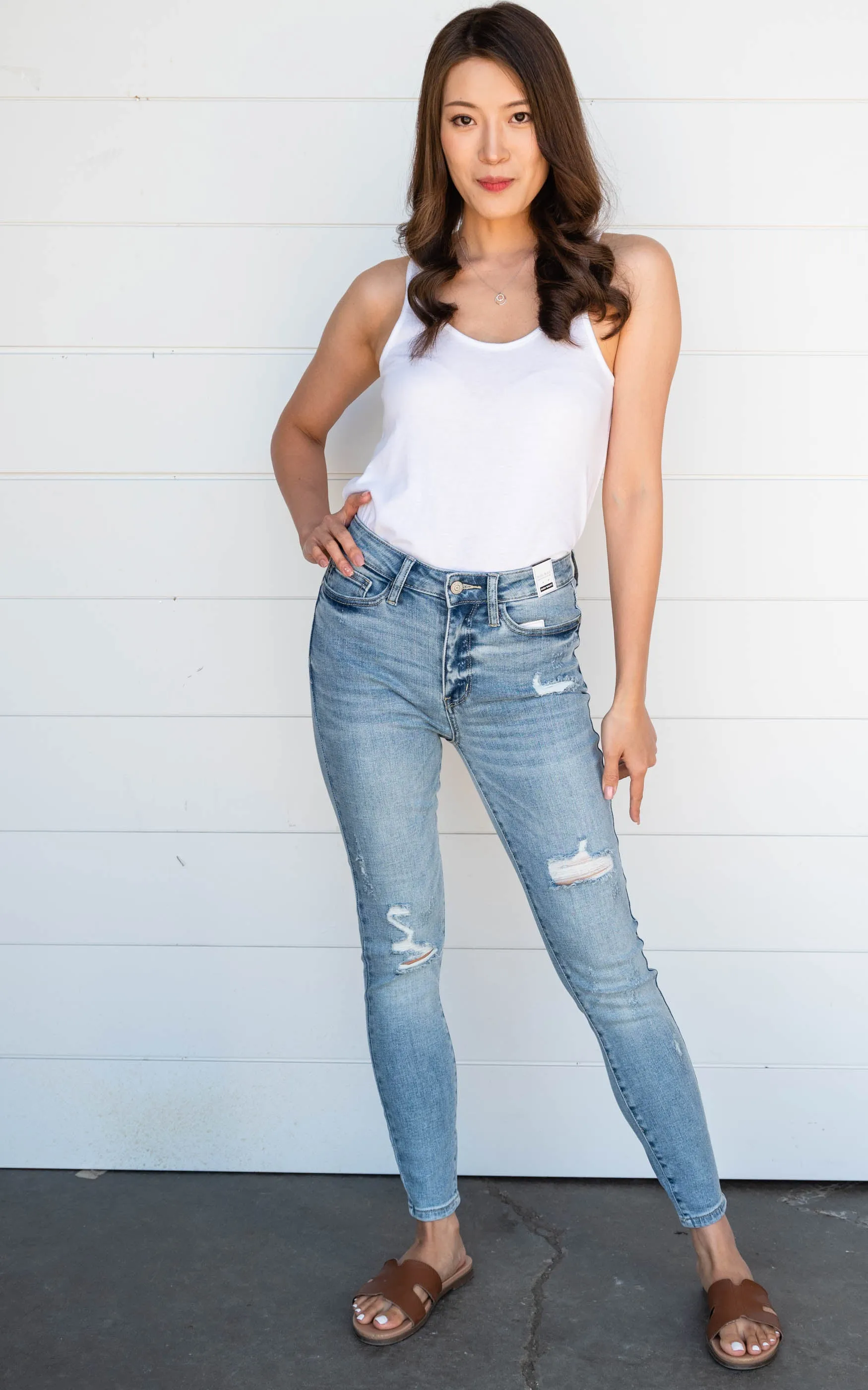 High Rise Distressed Skinny Jeans- Judy Blue - Final Sale
