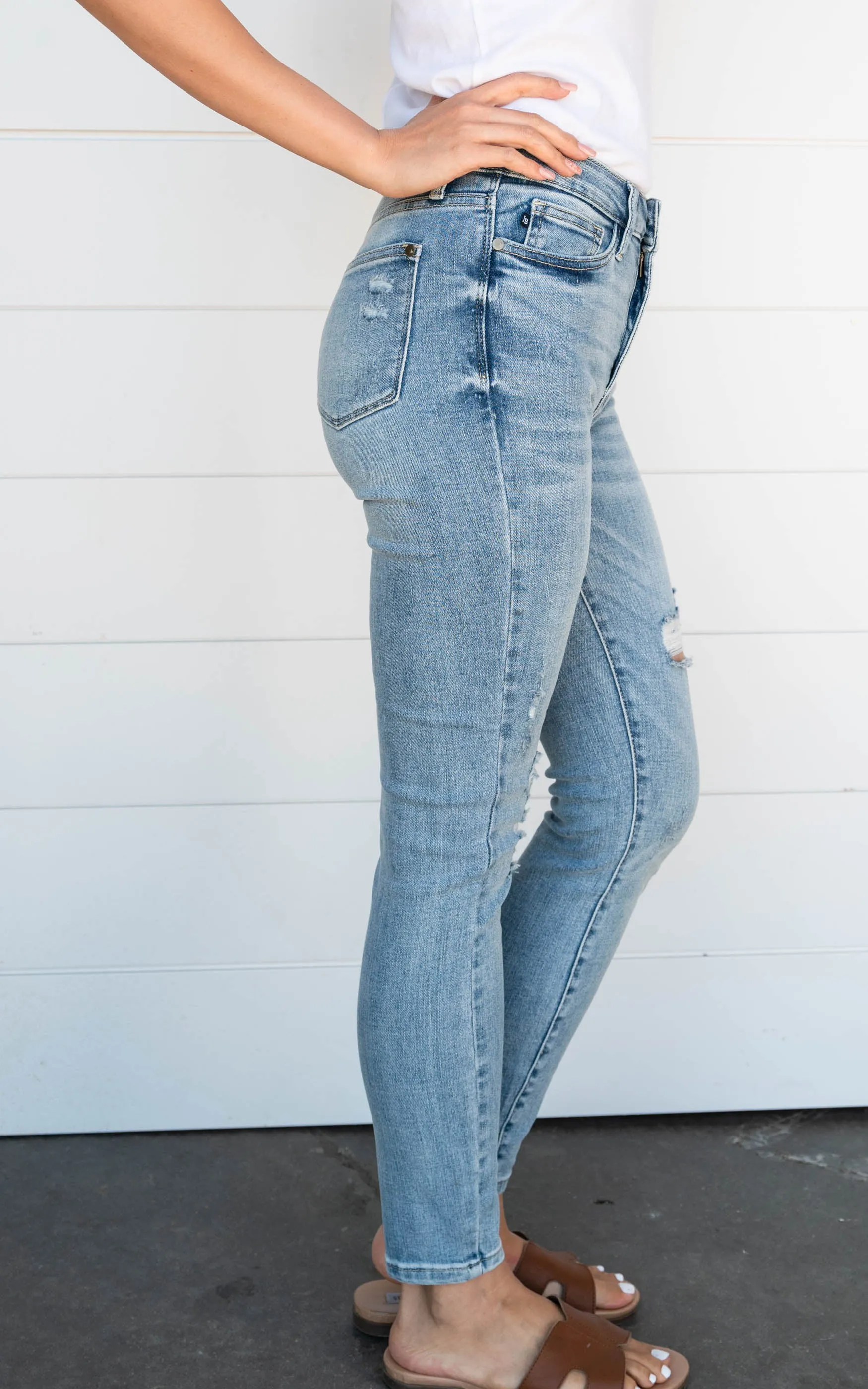 High Rise Distressed Skinny Jeans- Judy Blue - Final Sale