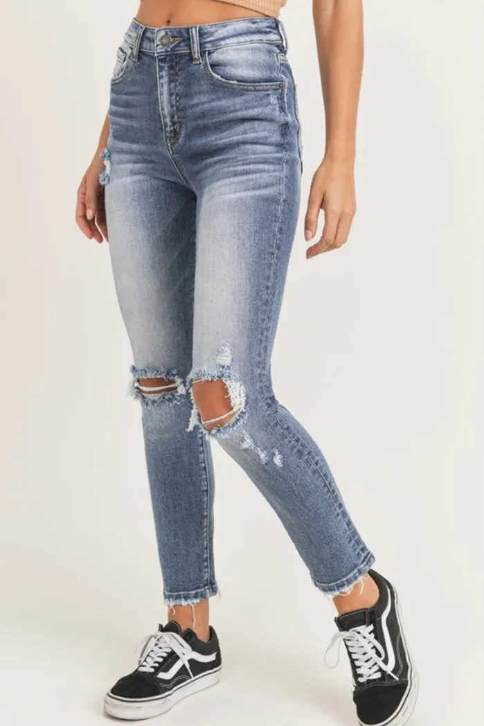 High Rise Vintage Washed Skinny Jeans