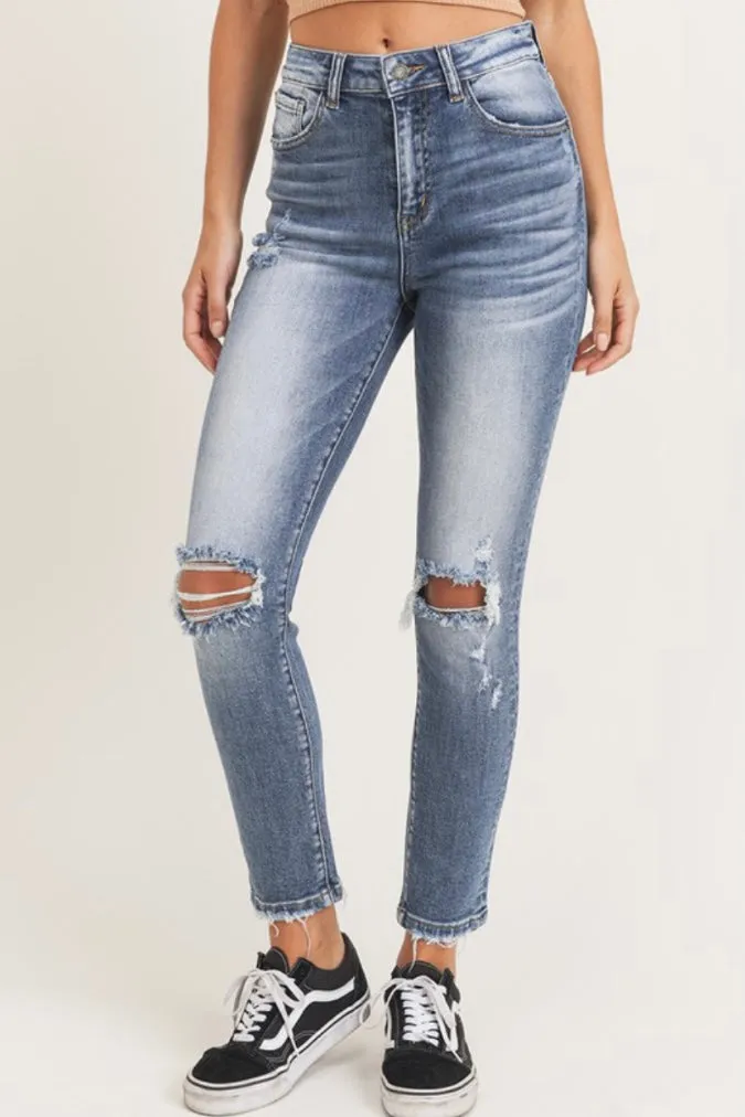 High Rise Vintage Washed Skinny Jeans