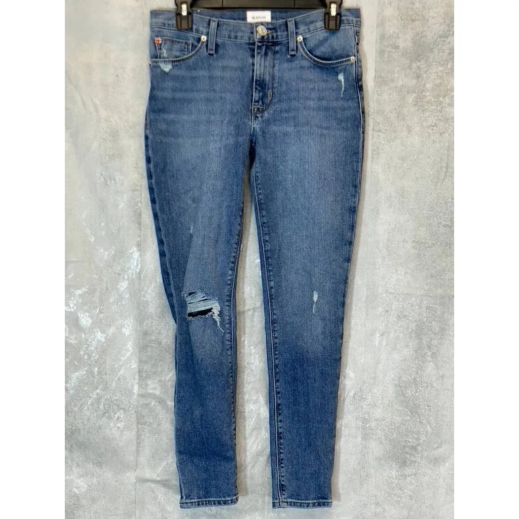 HUDSON Women's Petra Natalie Mid-Rise Super Skinny Crop Distressed Denim Jeans SZ 26