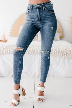 Jazelle Just Panmaco High Rise Distressed Skinny Jeans (Medium)