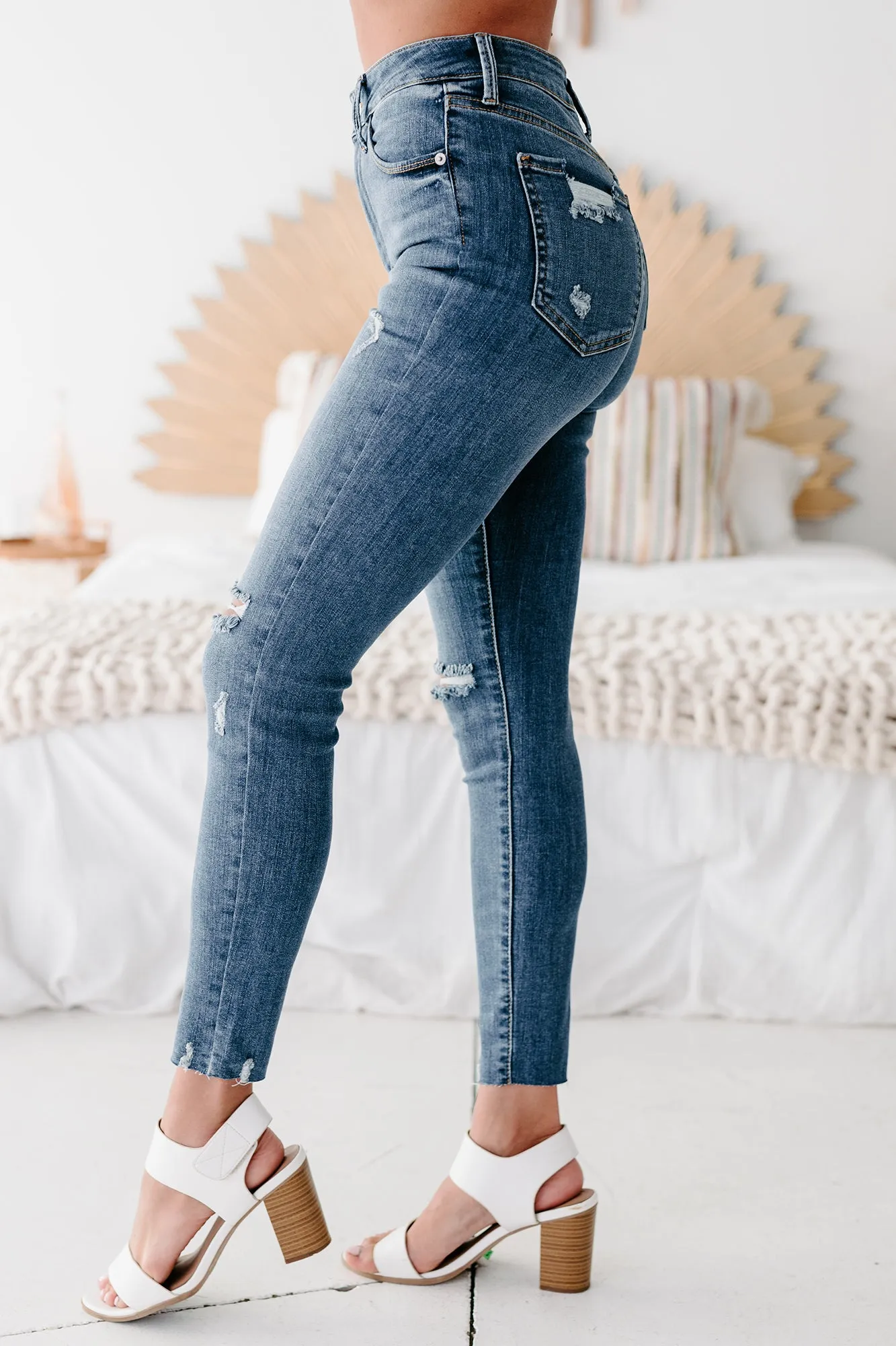 Jazelle Just Panmaco High Rise Distressed Skinny Jeans (Medium)