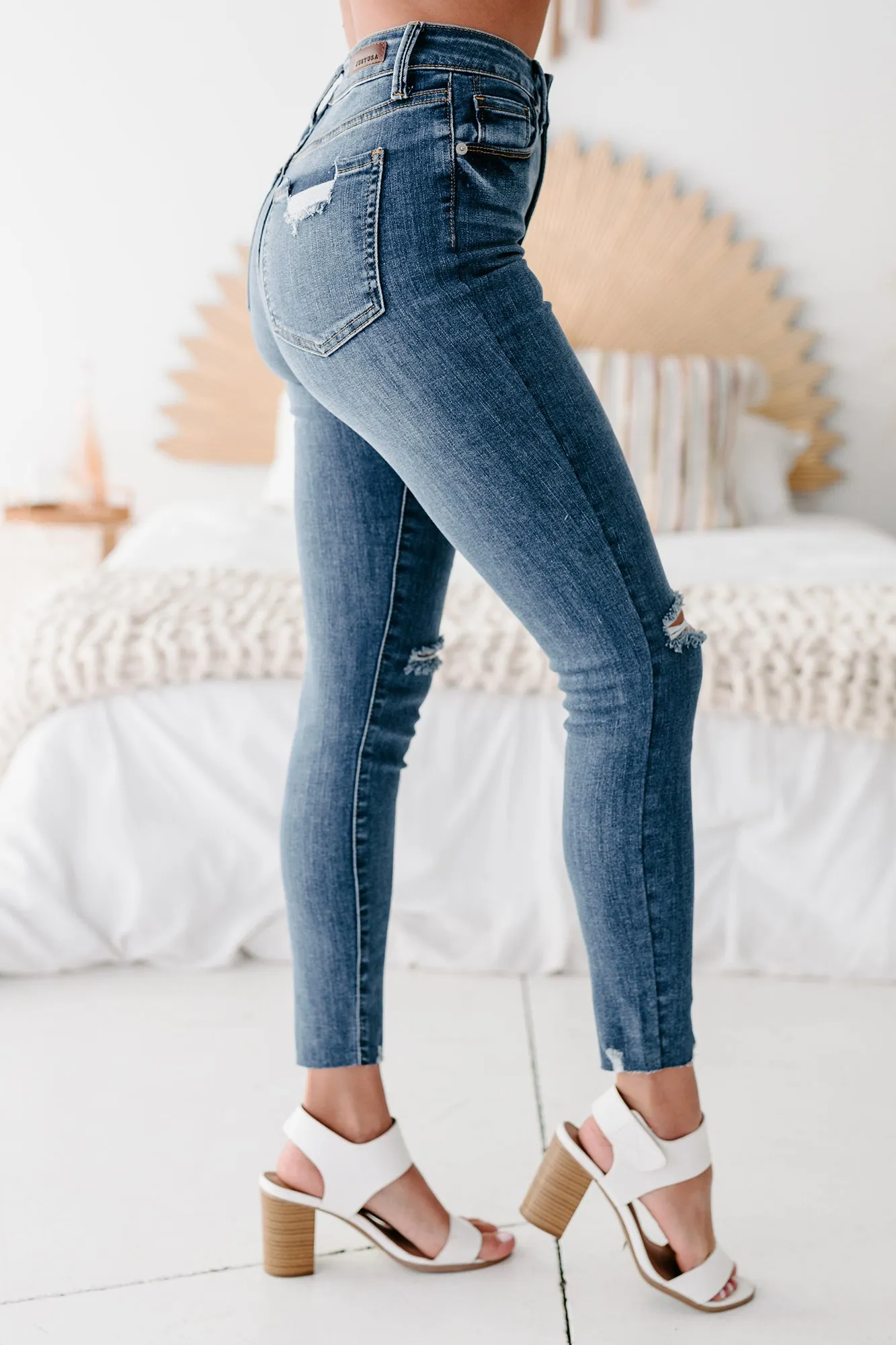 Jazelle Just Panmaco High Rise Distressed Skinny Jeans (Medium)