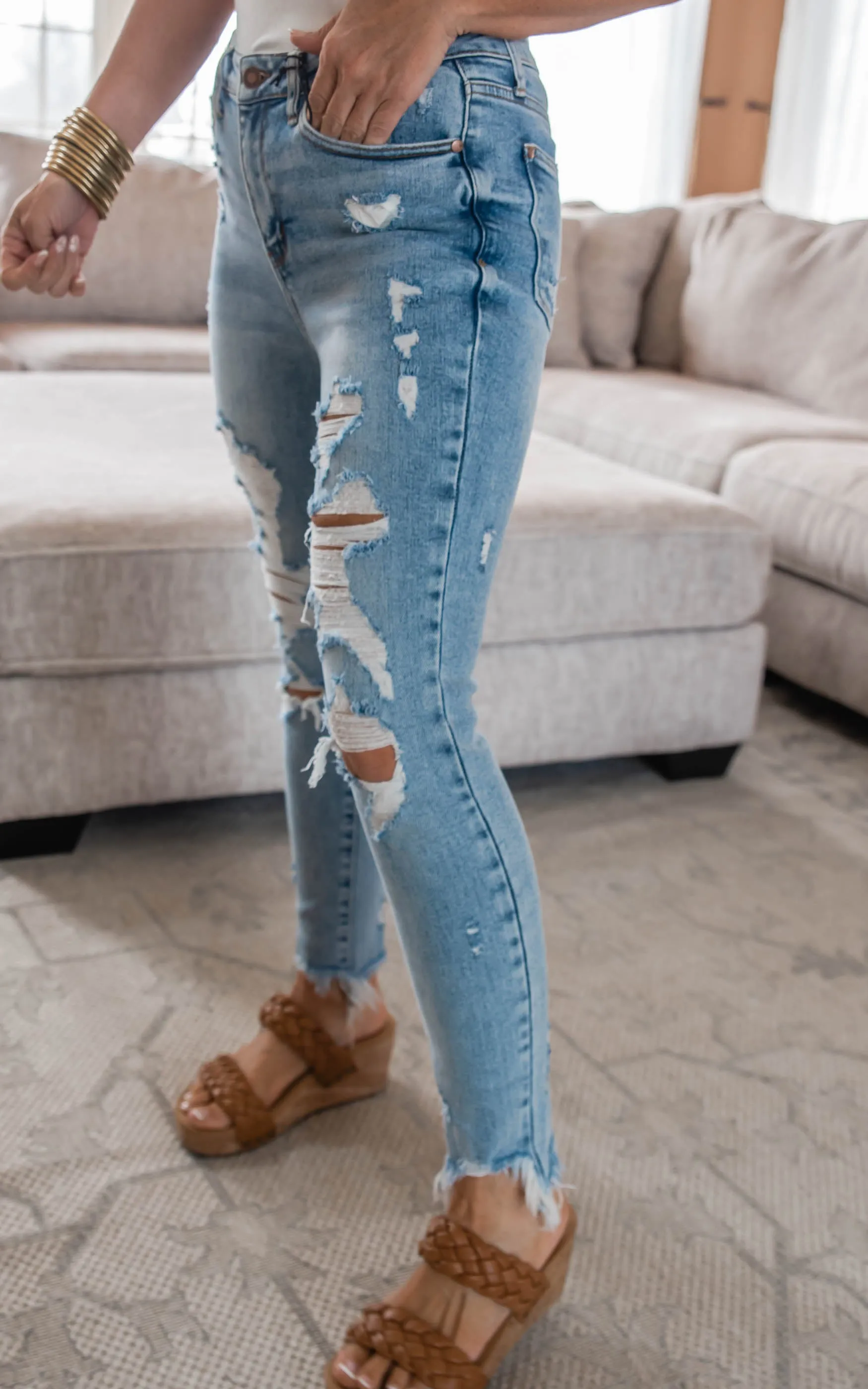 Judy Blue Shark Hem High Rise Skinny Jean