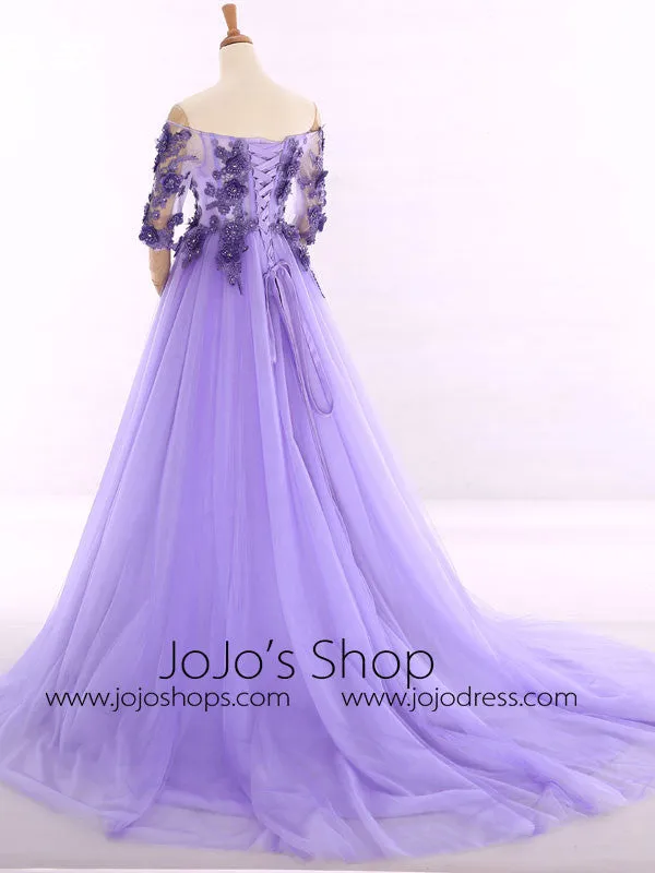 Lavender Off Shoulder Princess Formal Evening Gown RS201610