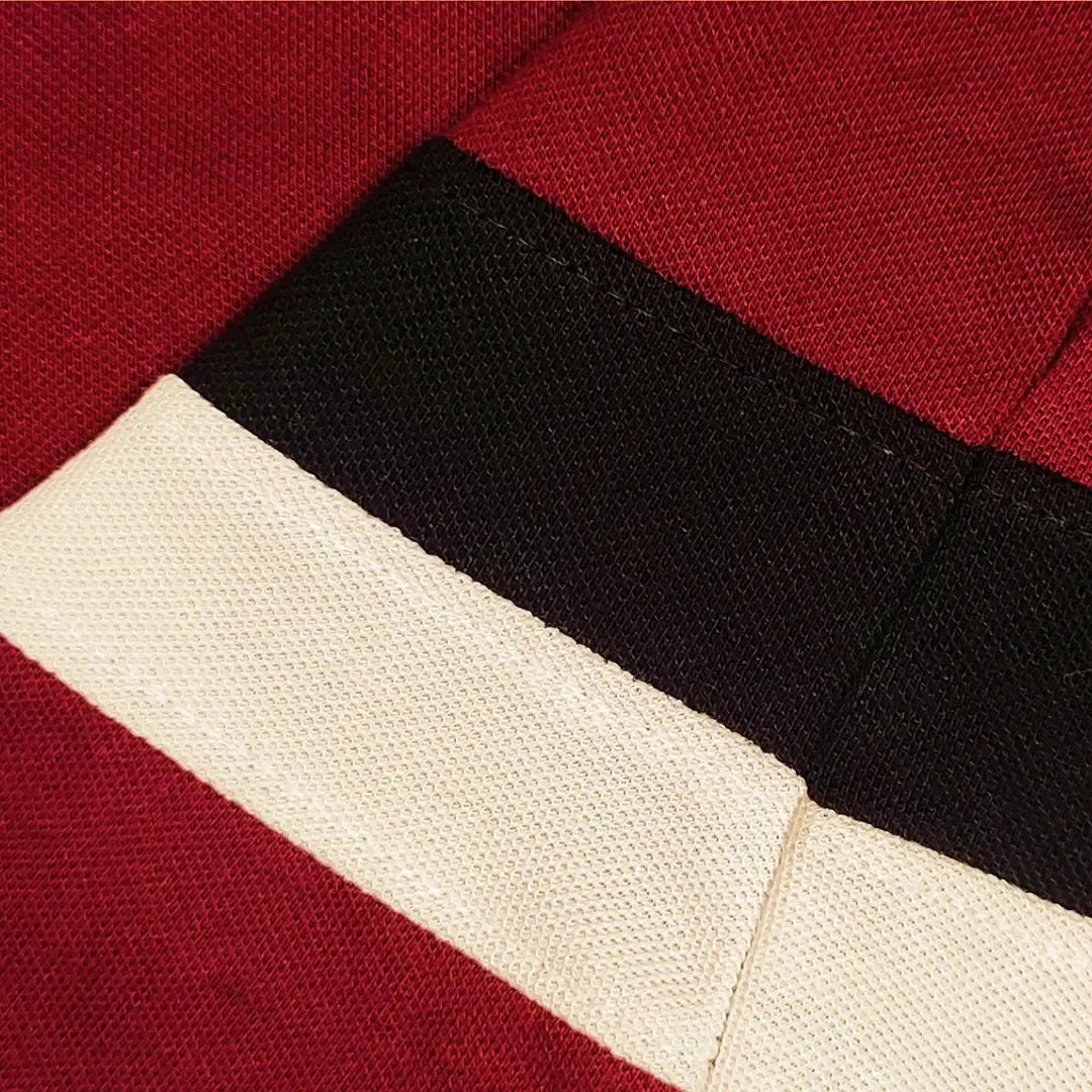 Maroon Polo T-Shirt with White & Black Double Stripes
