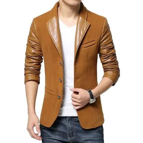 Men's Tan Genuine Lambskin Blazer Coat/Jacket