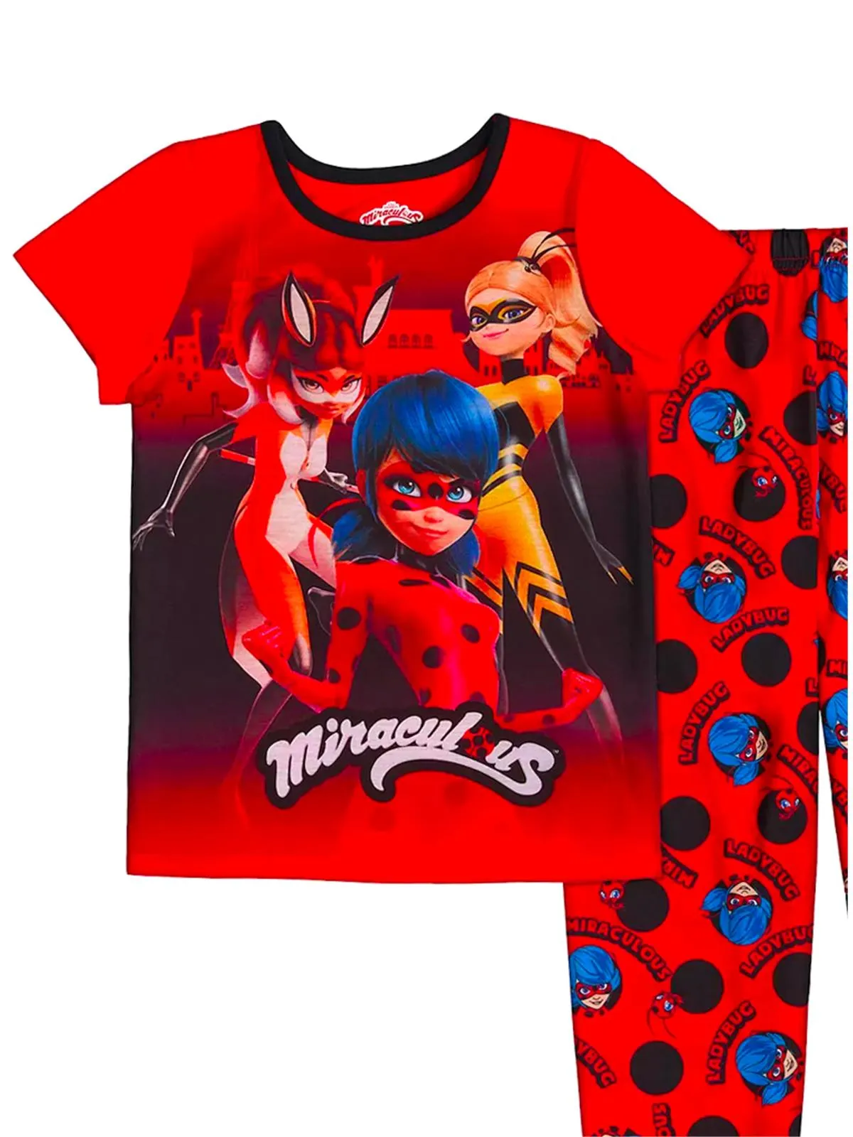 Miraculous Ladybug Girls' Pajama, 2 Piece Sleepwear Set