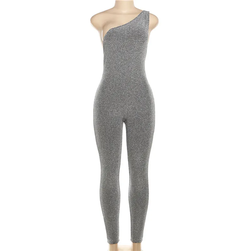 MX2122 off shoulder solid sleeveless jumpsuit skinny sexy package hip one piece romper women clothes