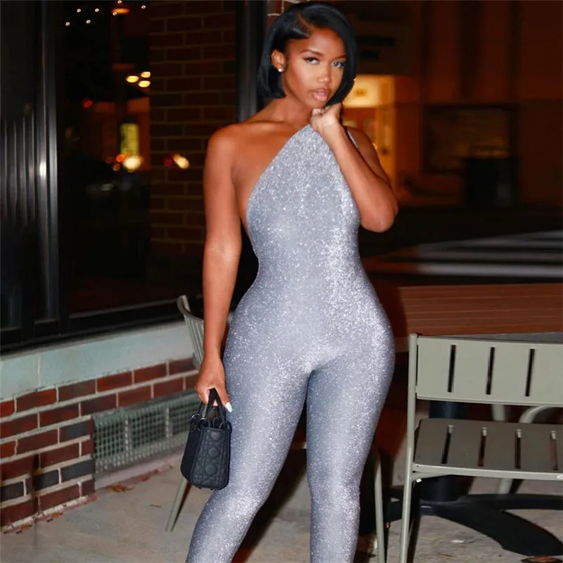 MX2122 off shoulder solid sleeveless jumpsuit skinny sexy package hip one piece romper women clothes