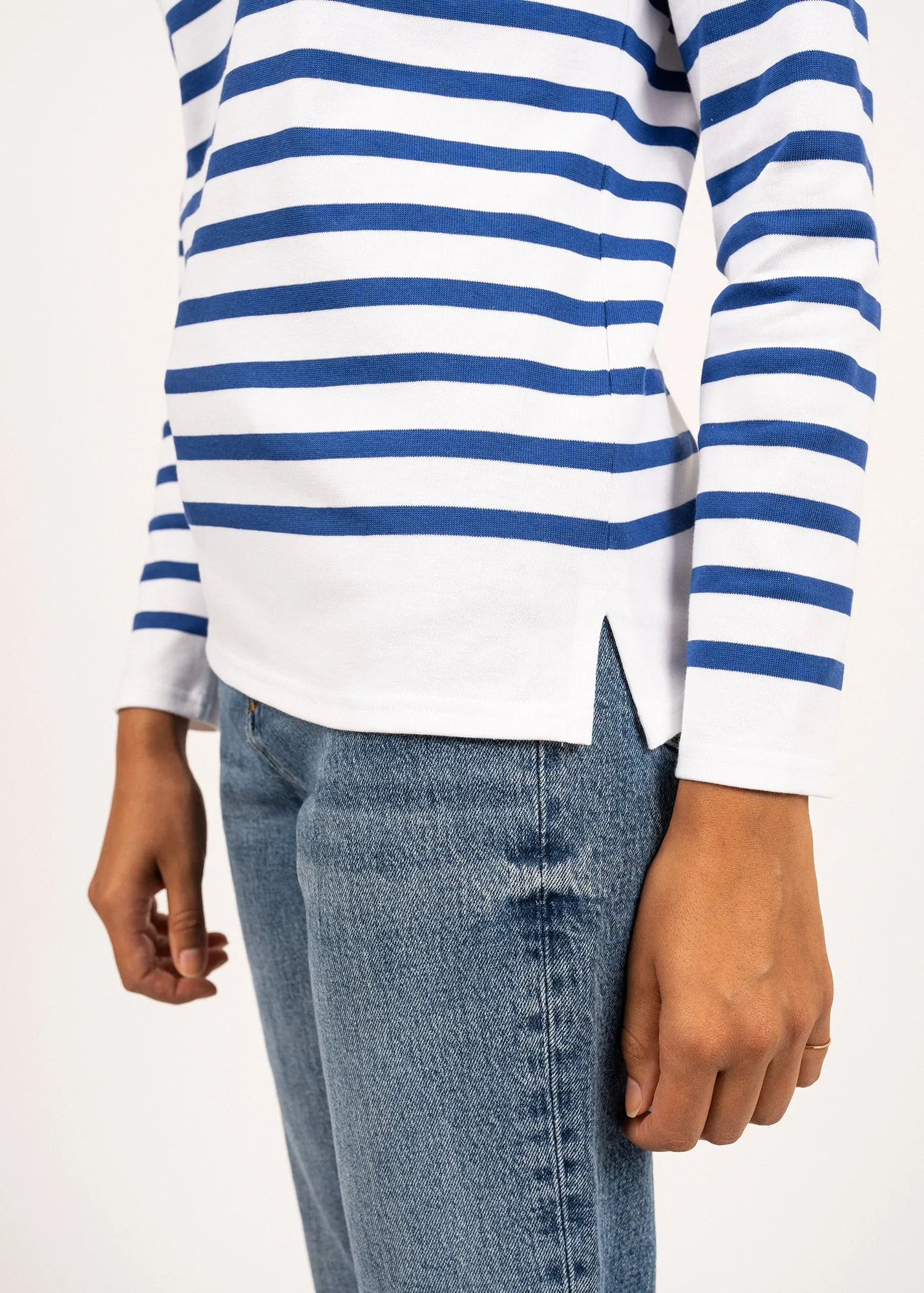 Naval woman authentic striped sailor shirt - in combed cotton (NEIGE/GITANE)