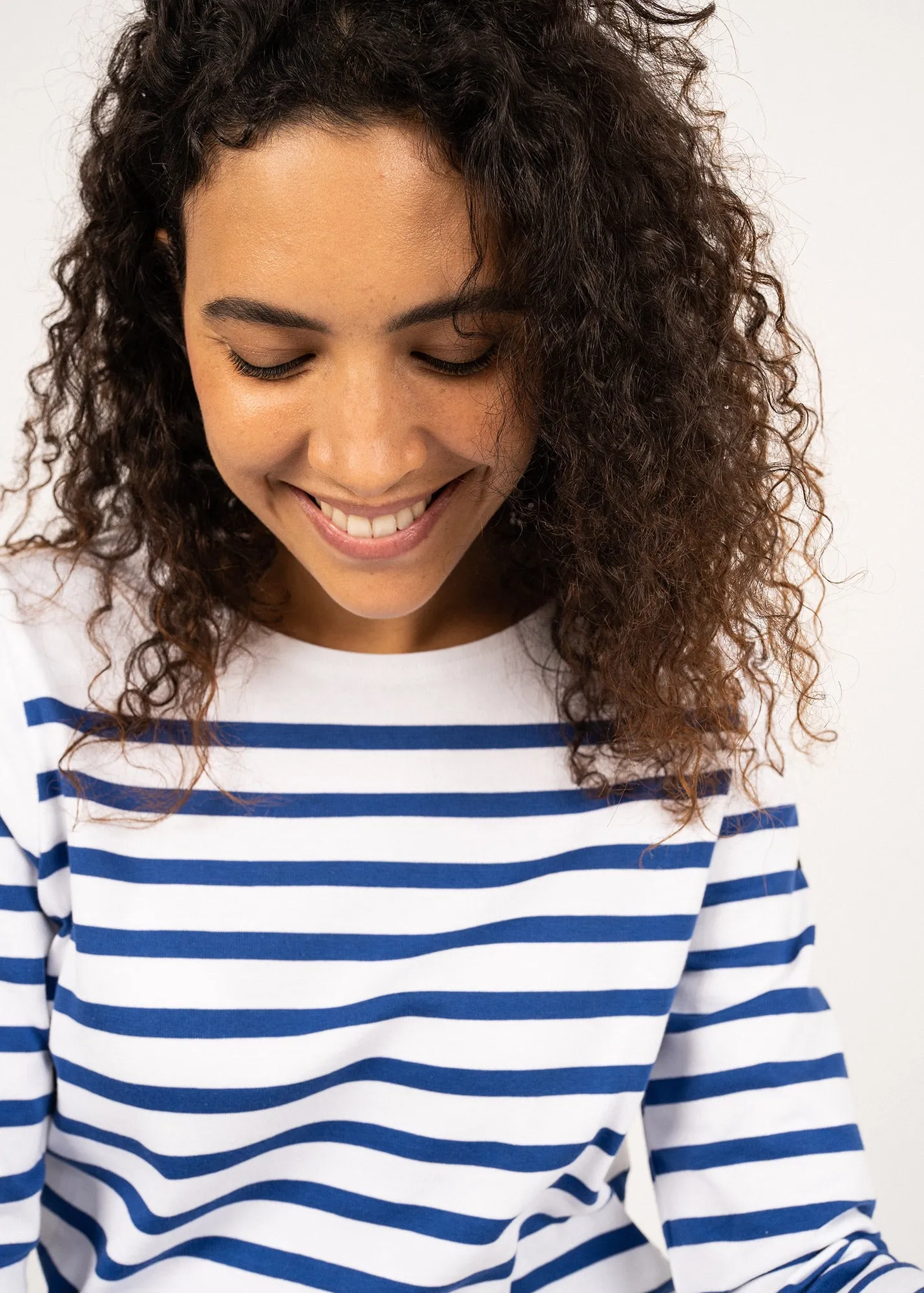Naval woman authentic striped sailor shirt - in combed cotton (NEIGE/GITANE)