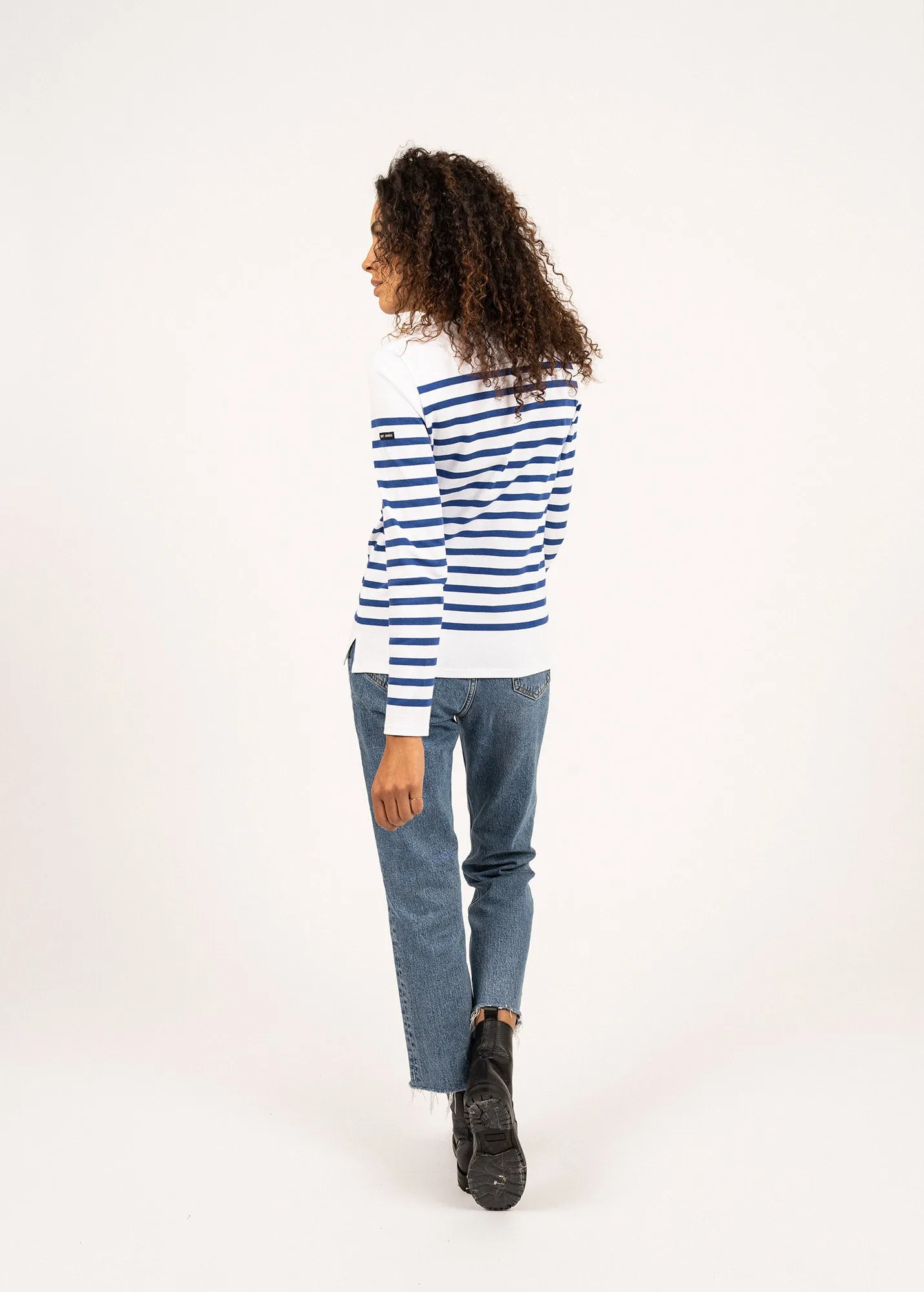 Naval woman authentic striped sailor shirt - in combed cotton (NEIGE/GITANE)