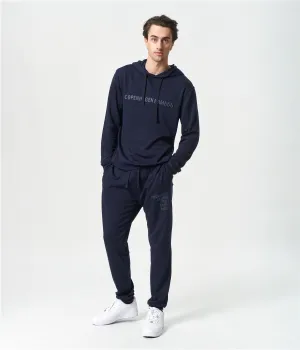 Navy bamboo hoodie track suit with logo