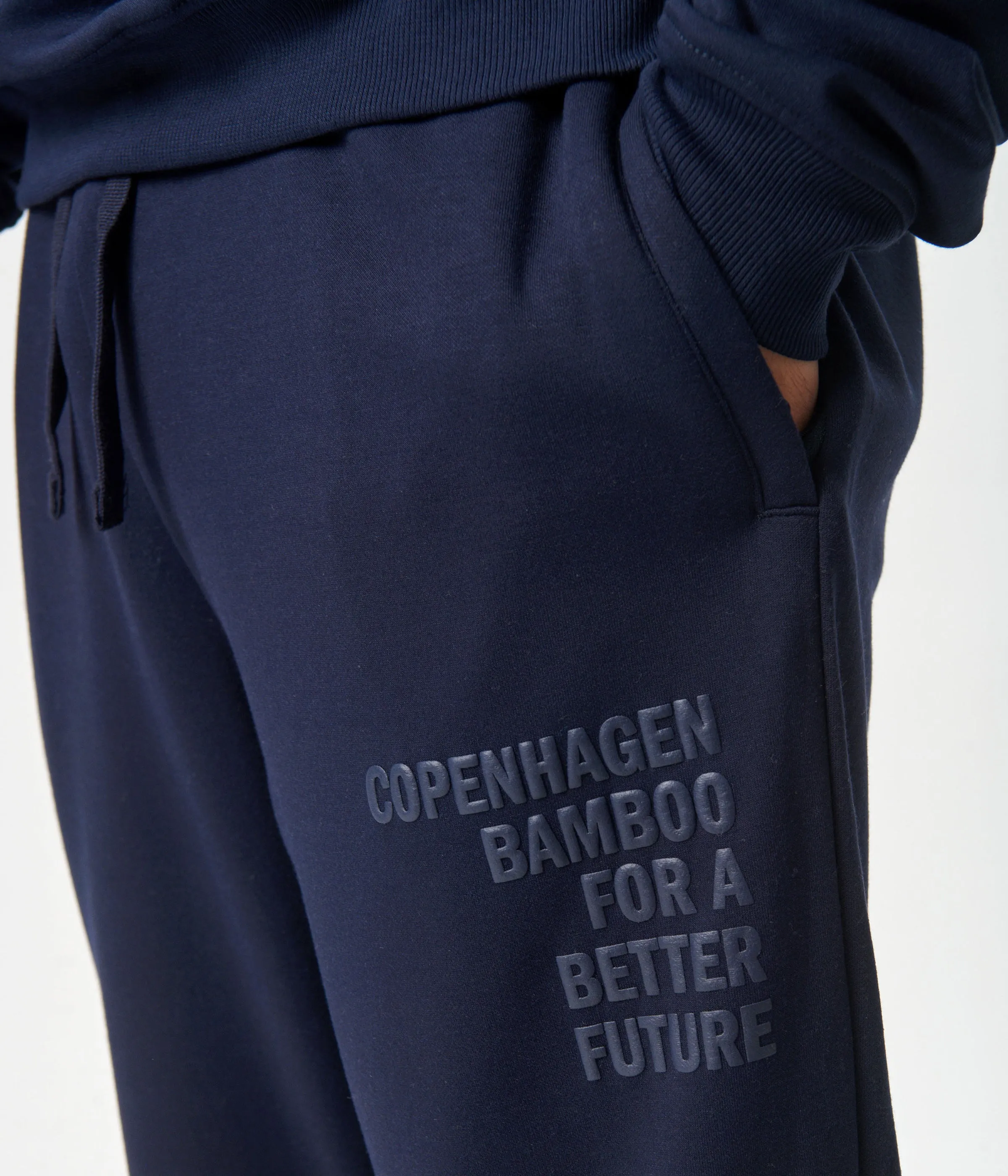 Navy bamboo hoodie track suit with logo